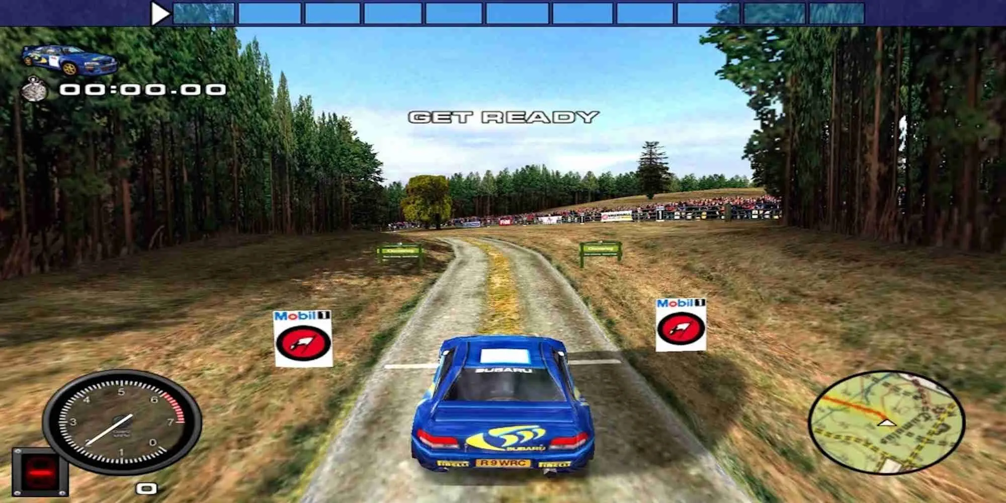 Xe đua rally trong game Mobil 1 Rally Championship PS1 chinh phục đường đua tuyết trắng
