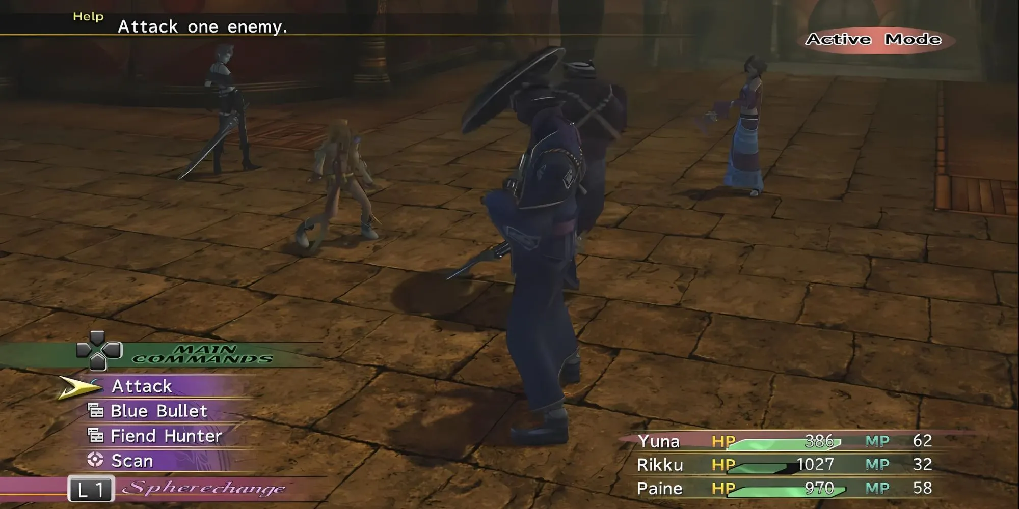 Yuna, Rikku và Paine trong trận chiến ATB của Final Fantasy X-2