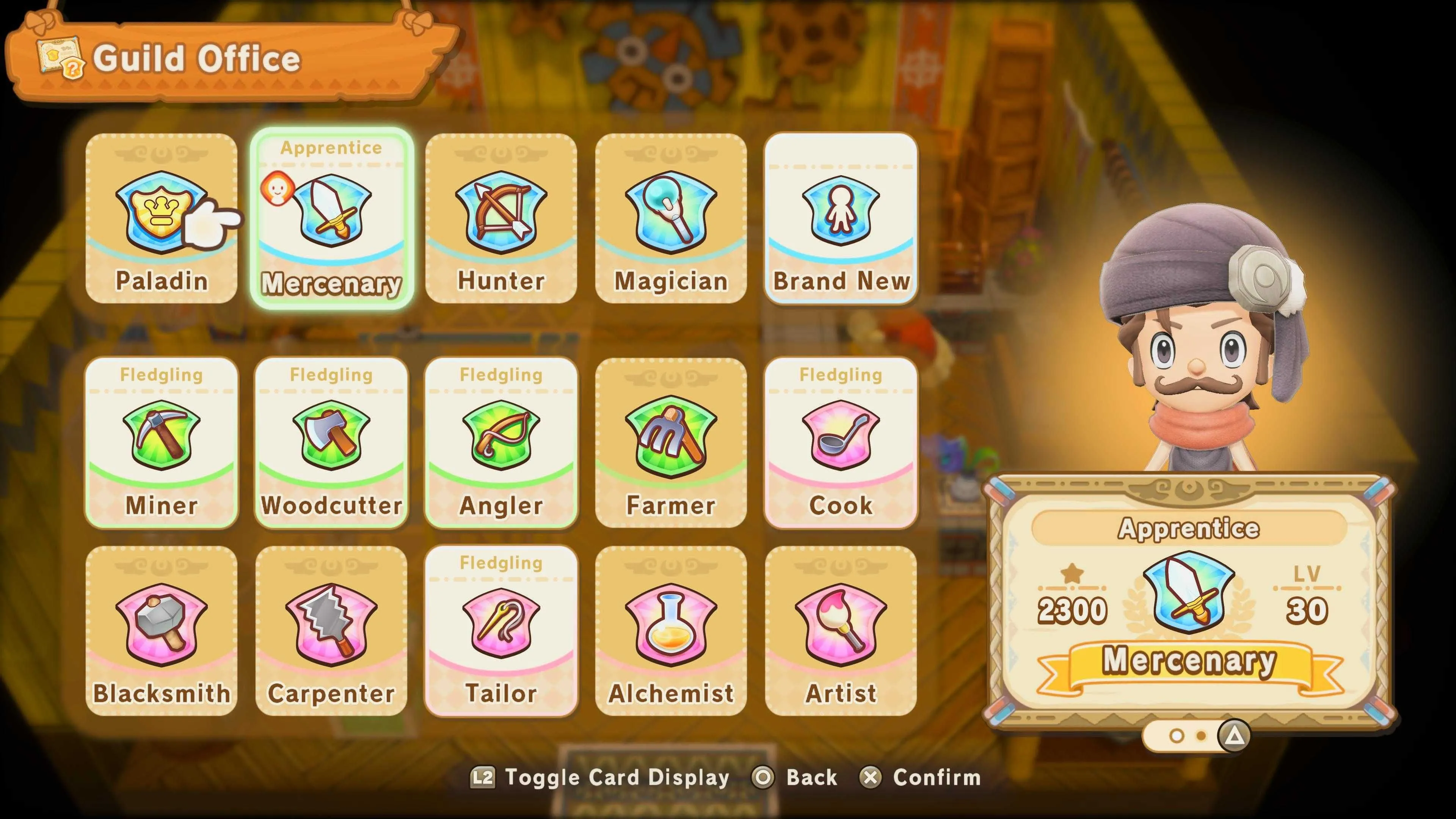 Bảng nhiệm vụ nghề nghiệp trong Fantasy Life I hiển thị các yêu cầu khác nhau