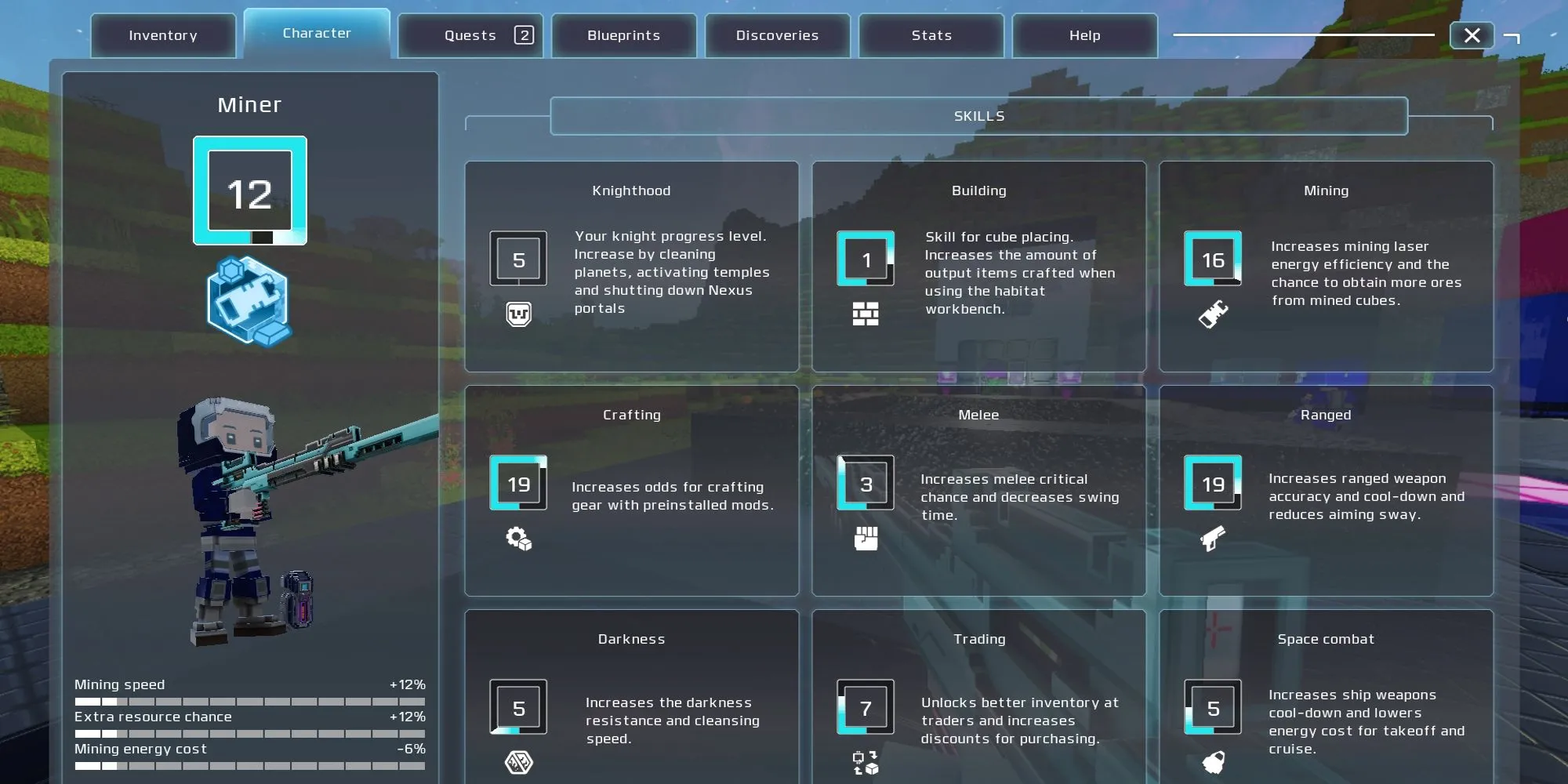 Giao diện cây kỹ năng nhân vật trong game Cubic Odyssey