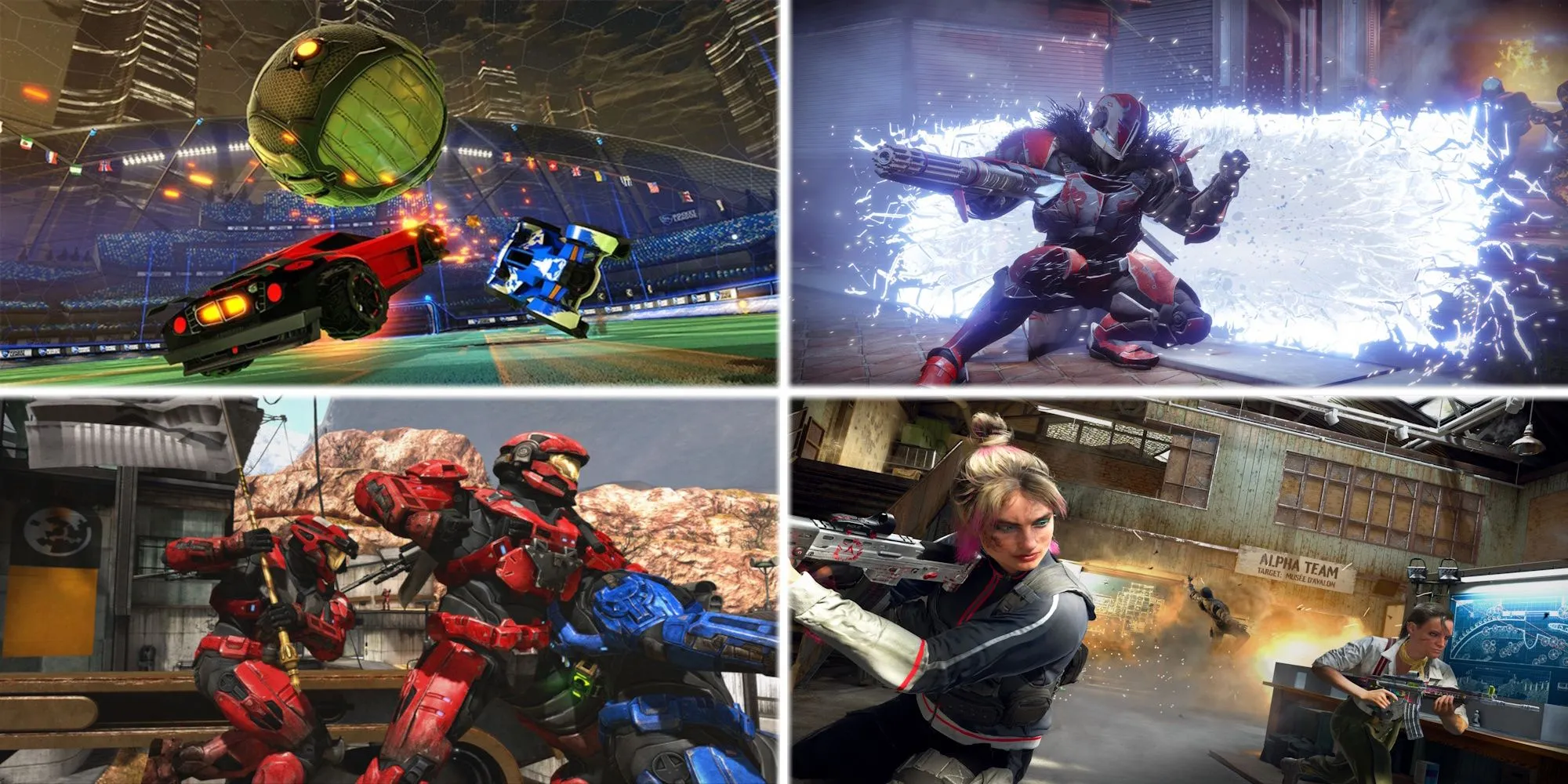 Hình ảnh đại diện cho các game multiplayer cạnh tranh phổ biến như Rocket League