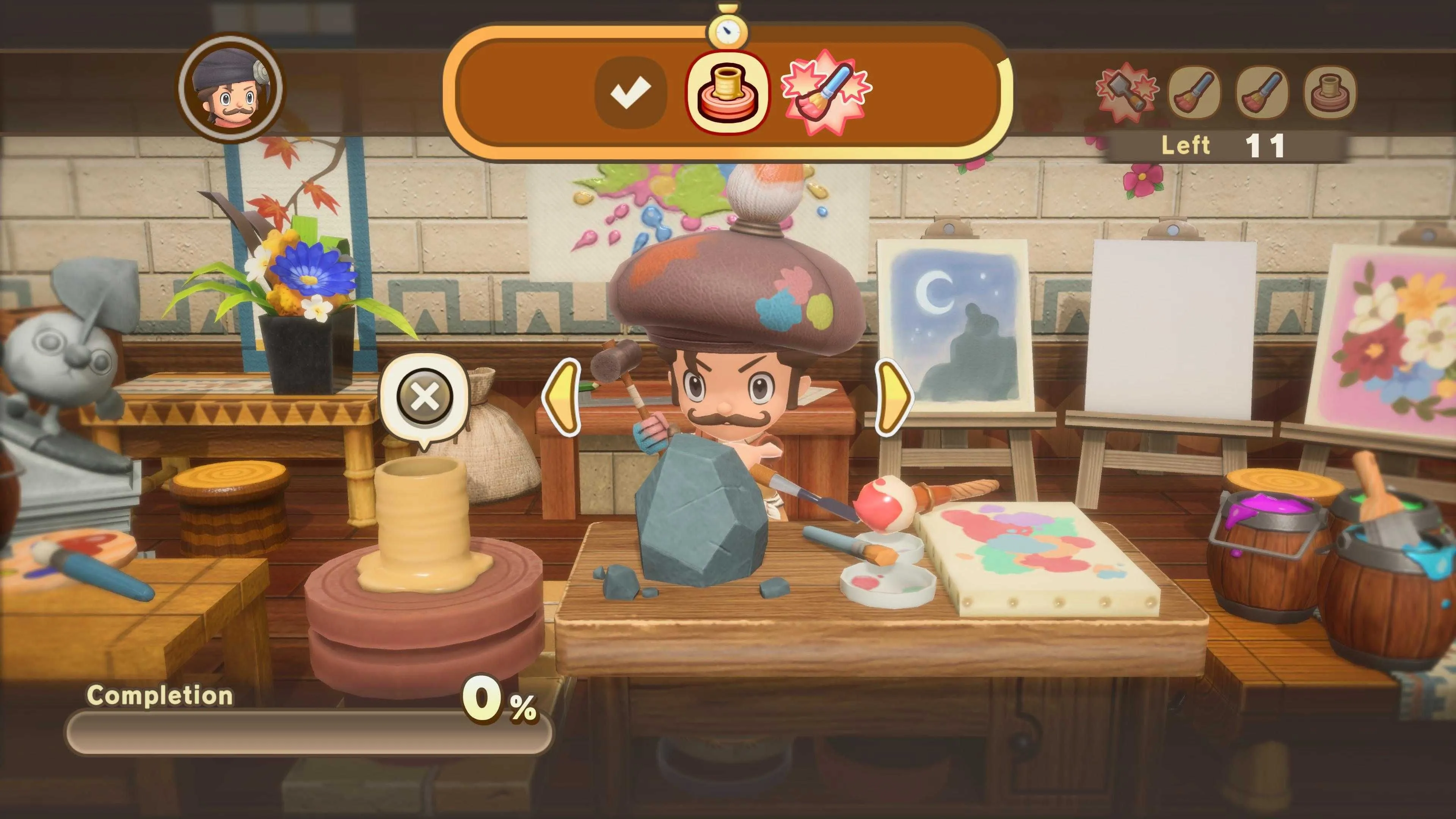 Nghề Họa sĩ trong Fantasy Life I, cho thấy tính đa dạng của hệ thống nghề nghiệp