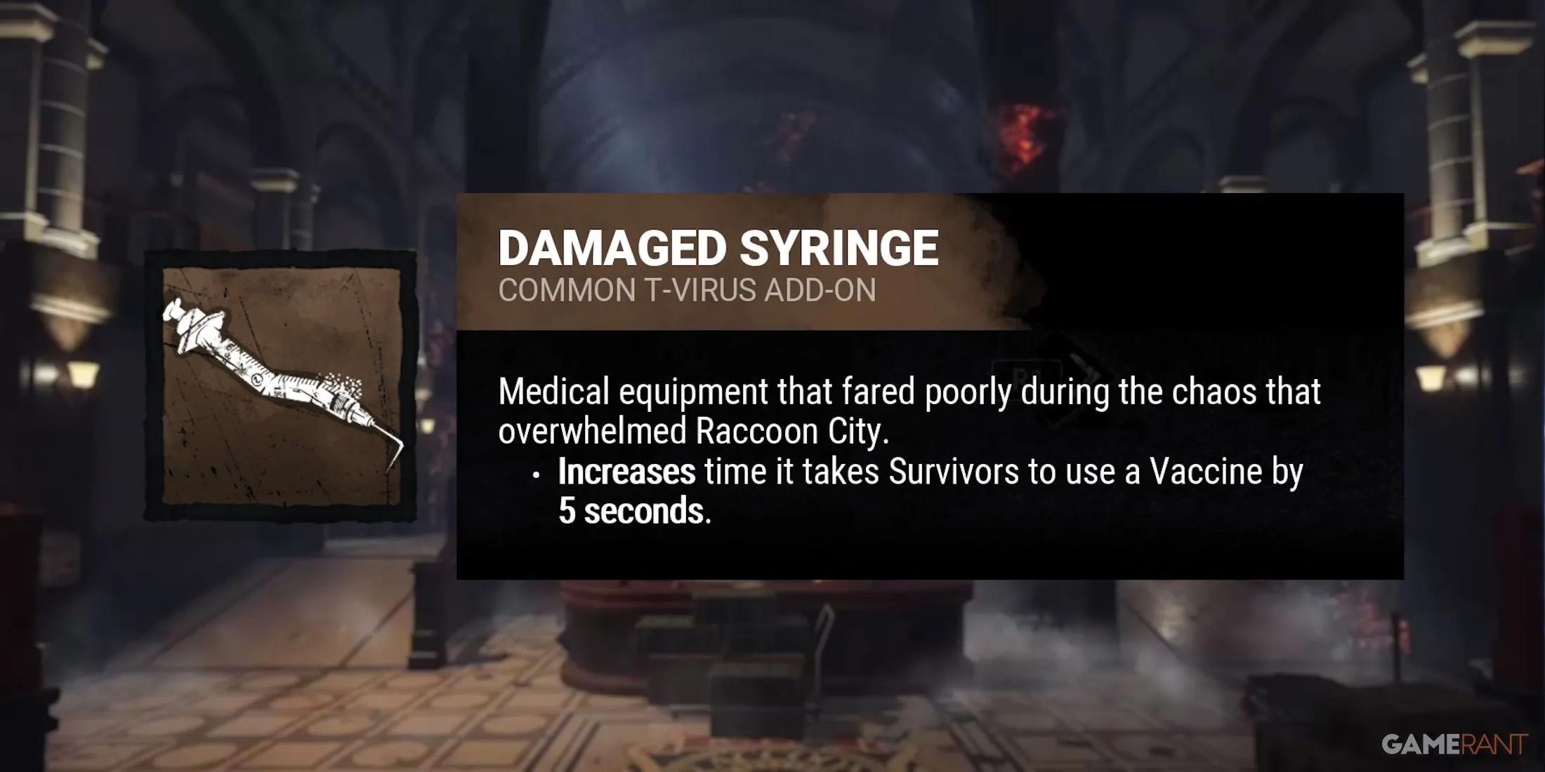 Add-on Damaged Syringe tăng sức mạnh cho Nemesis trong DBD