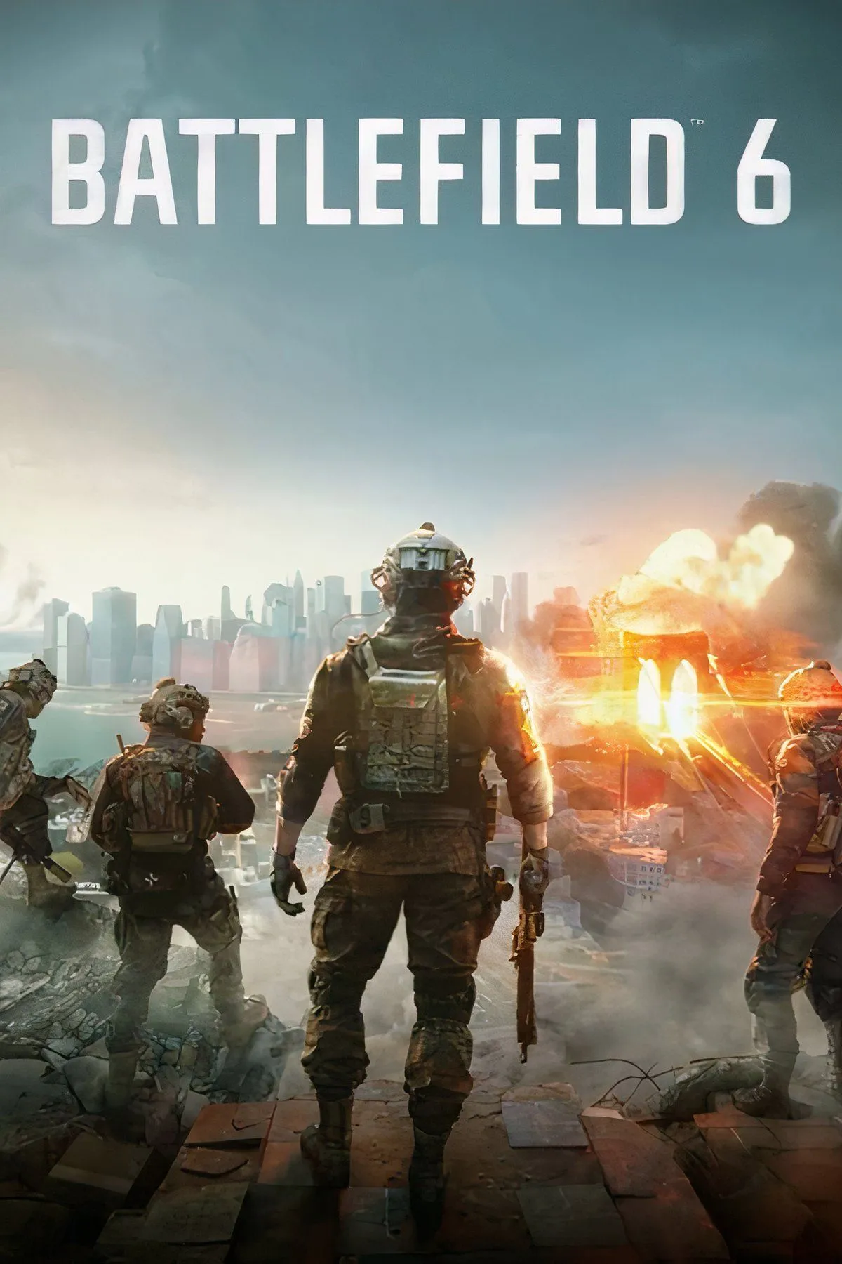 Ảnh bìa chính thức của Battlefield 6, thể hiện quy mô và tính chất chiến tranh toàn cầu của tựa game