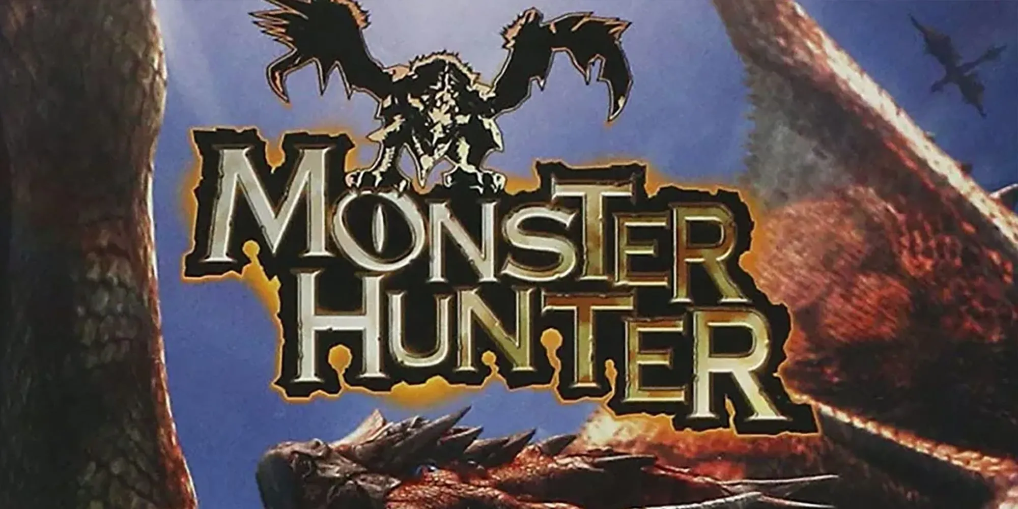 Ảnh bìa tựa game Monster Hunter phiên bản PlayStation 2 với Rathalos đang bay lượn