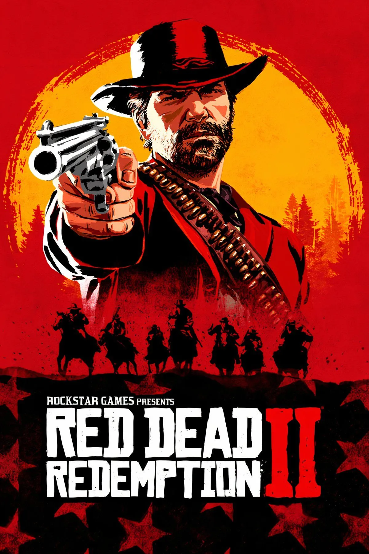 Arthur Morgan cưỡi ngựa băng qua một khu rừng rậm trong Red Dead Redemption 2, ánh nắng xuyên qua tán lá.