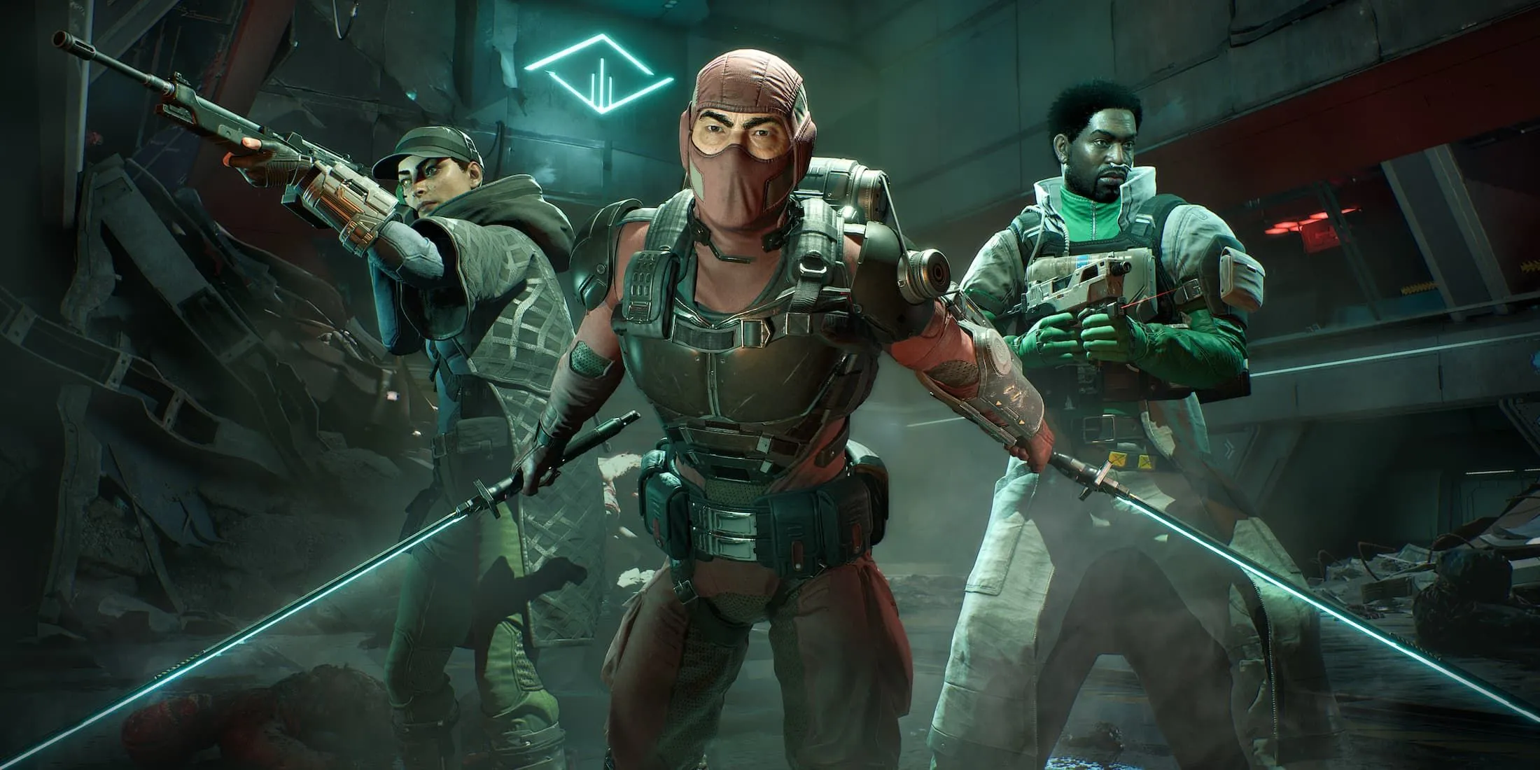 Ba nhân vật Ninja, Medic và Sharpshooter cùng nhau chiến đấu trong Killing Floor 3, minh họa các lớp nhân vật cần nâng cấp trang bị.
