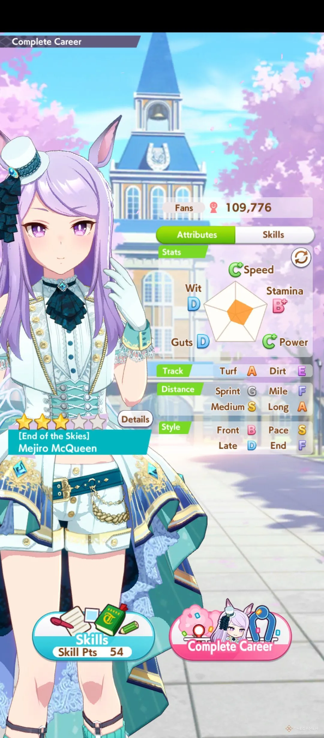 Bảng chỉ số ưu tiên cho Mejiro McQueen End of The Skies trong Umamusume Pretty Derby