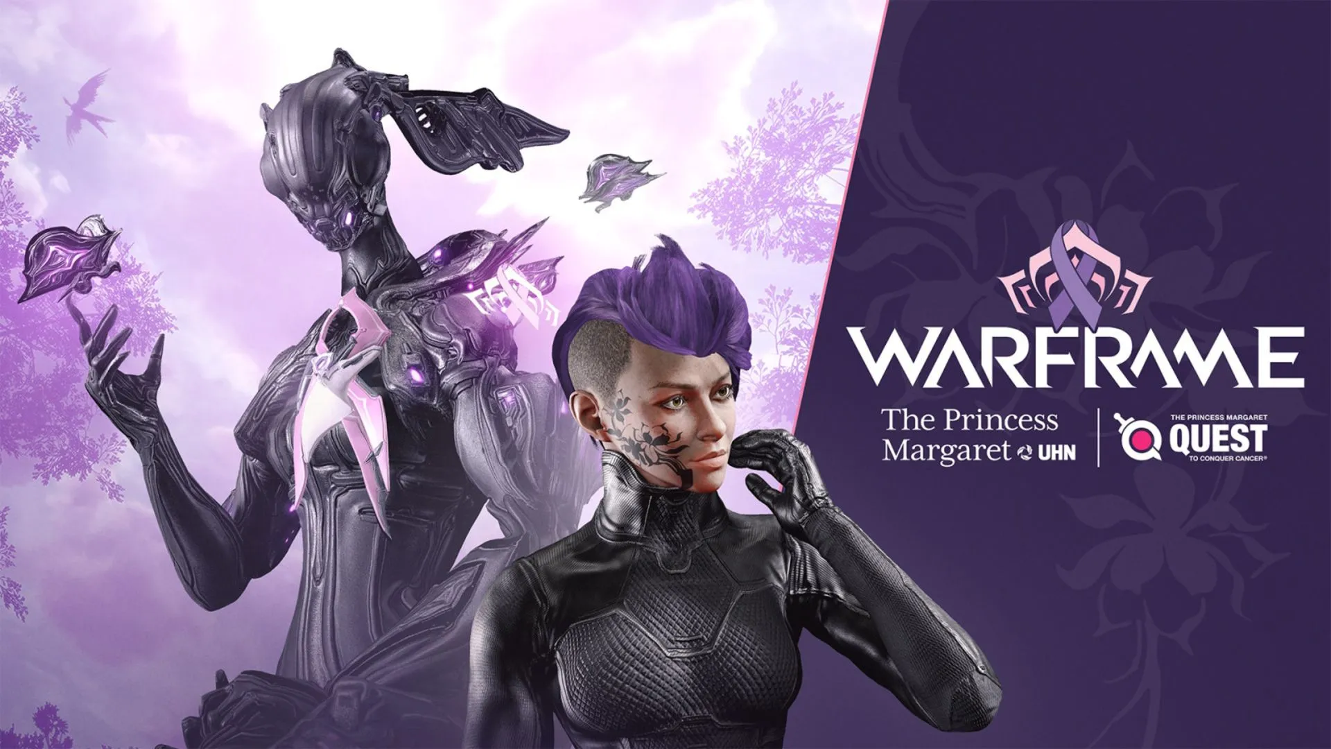 Banner chiến dịch QTCC 2024 trong Warframe, minh họa nỗ lực từ thiện của cộng đồng game thủ vì sức khỏe.