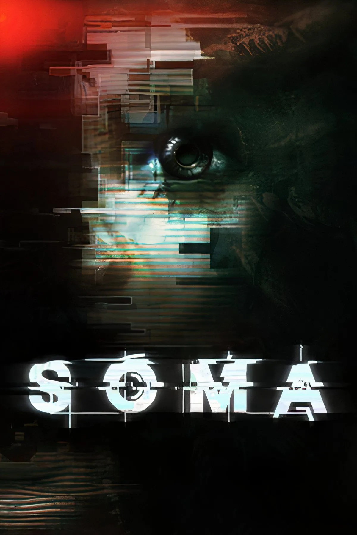 Bìa game SOMA, mô tả nhân vật chính một mình trong môi trường dưới nước u ám.