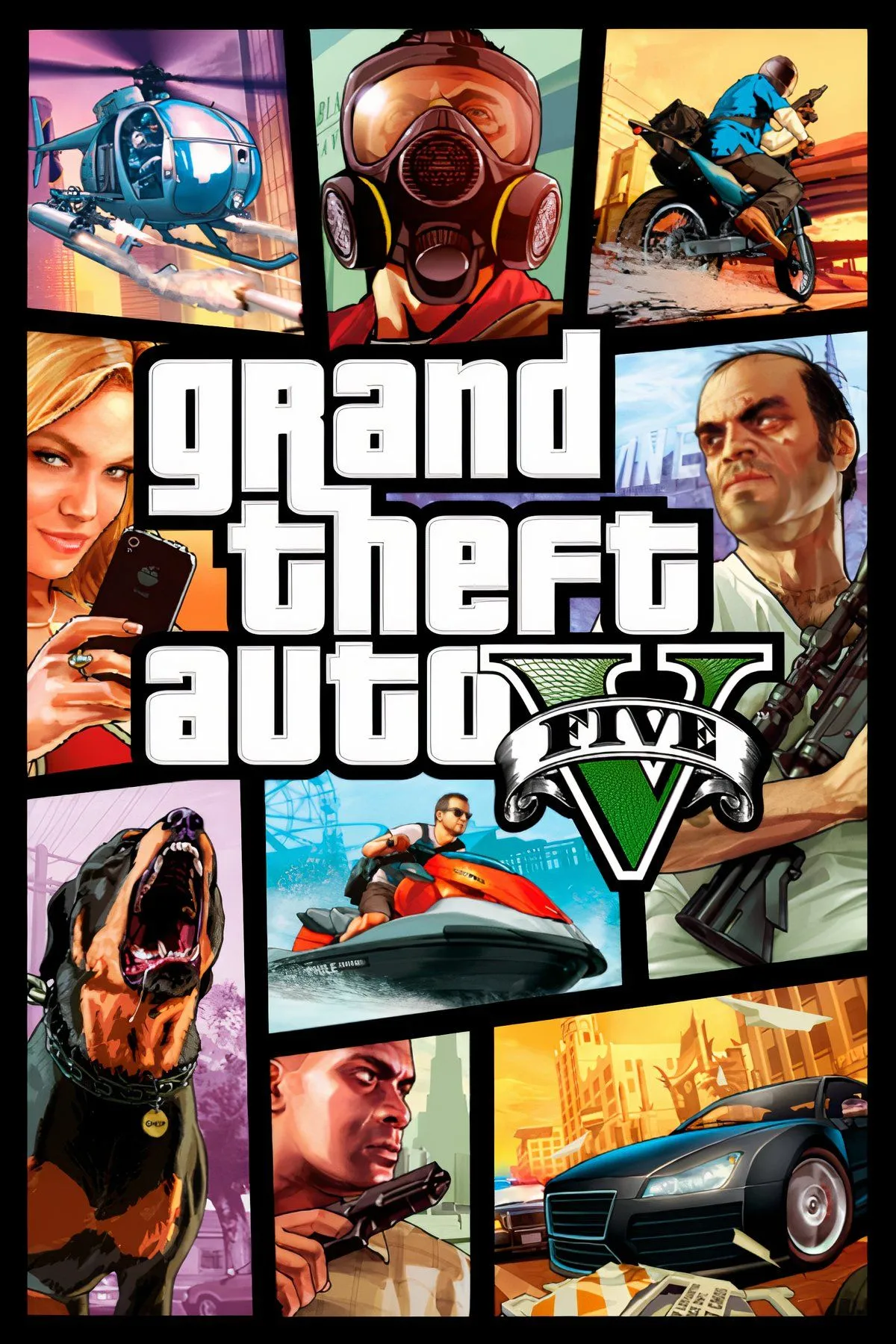 Bộ ba nhân vật chính Michael, Trevor và Franklin tạo dáng trong Grand Theft Auto 5 (GTA 5), biểu tượng của sự hỗn loạn và giải trí thế giới mở đỉnh cao.