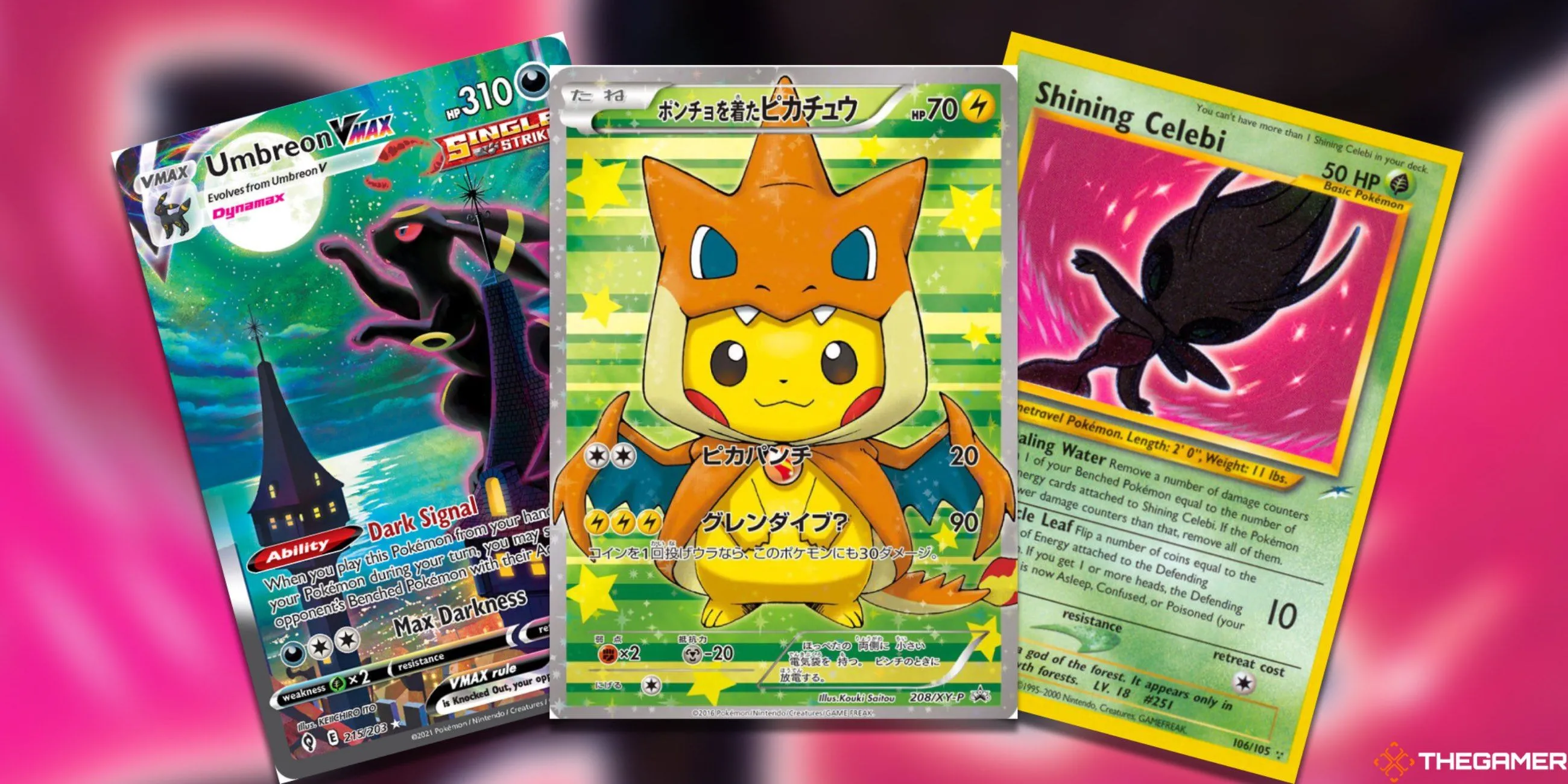 Các thẻ bài Pokemon TCG giá trị cao: Umbreon VMAX, M Charizard Y Poncho Pikachu và Shining Celebi