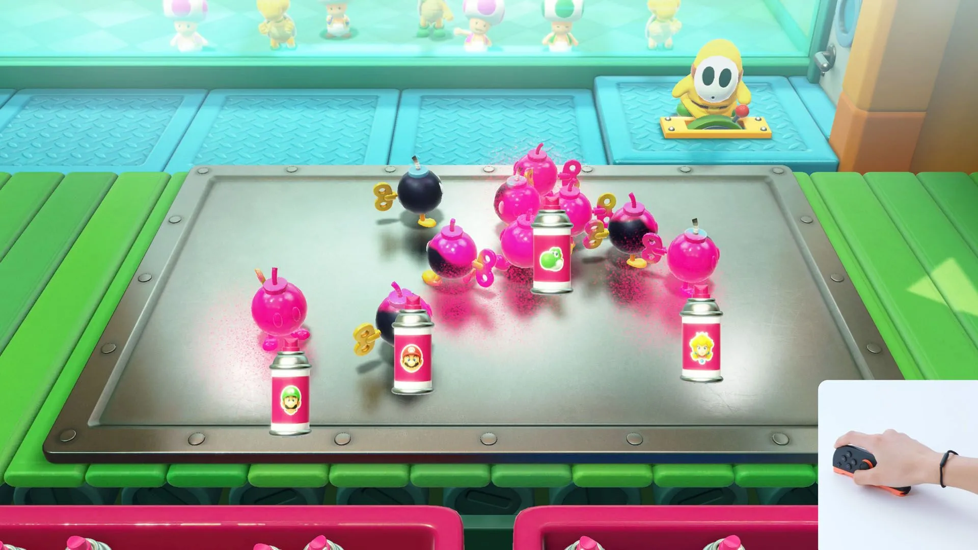 Cận cảnh một mini-game tốc độ trong Super Mario Party Jamboree, cho thấy sự cạnh tranh giữa các nhân vật