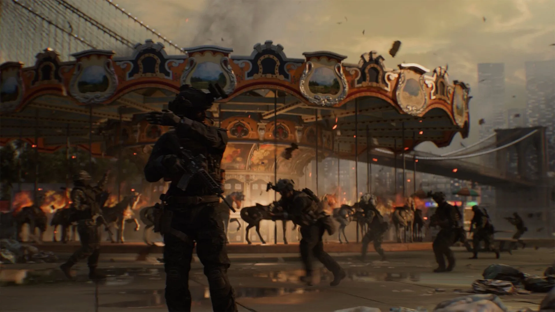 Cảnh phá hủy môi trường ấn tượng khi tòa nhà sụp đổ trong Battlefield 6, minh họa cơ chế Levolution được cải tiến