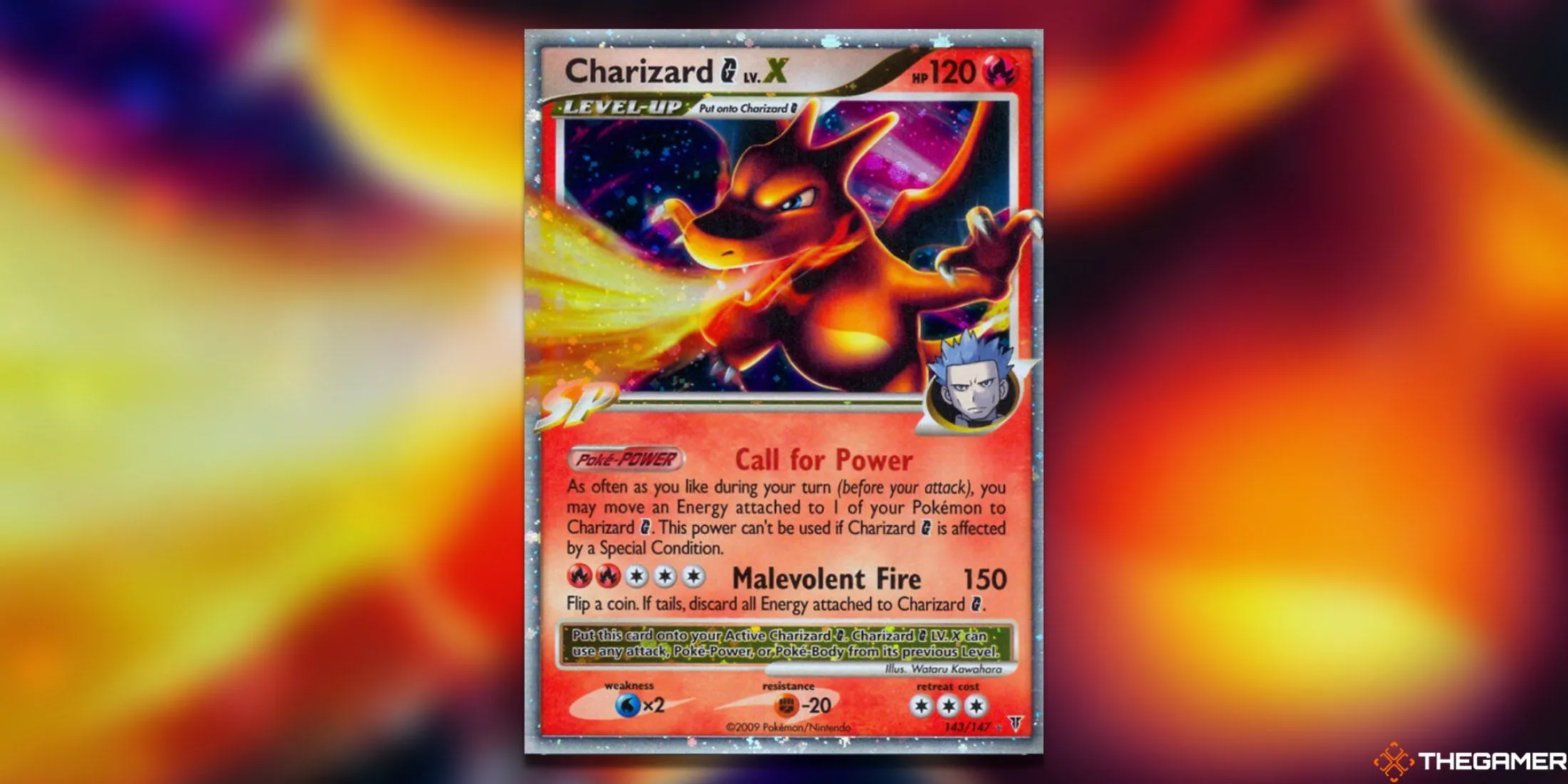 Charizard G LV. X từ bộ Supreme Victors Pokemon TCG, kết hợp độc đáo với Cyrus, lửa rực cháy