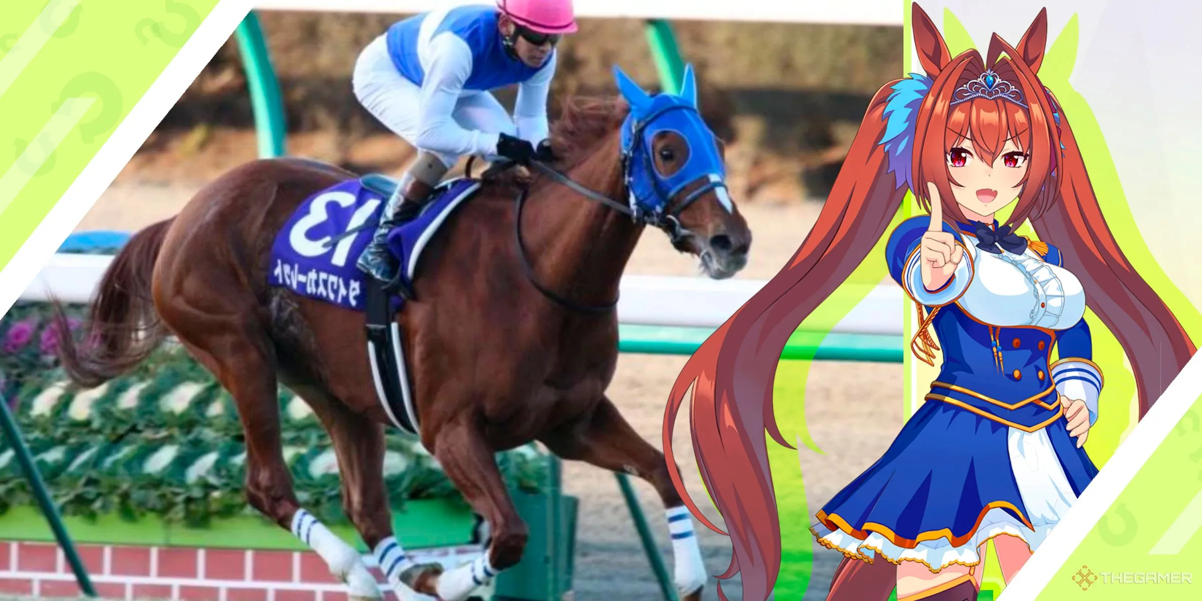 Daiwa Scarlet ngựa đua ngoài đời thực và hình tượng trong game Umamusume Pretty Derby.