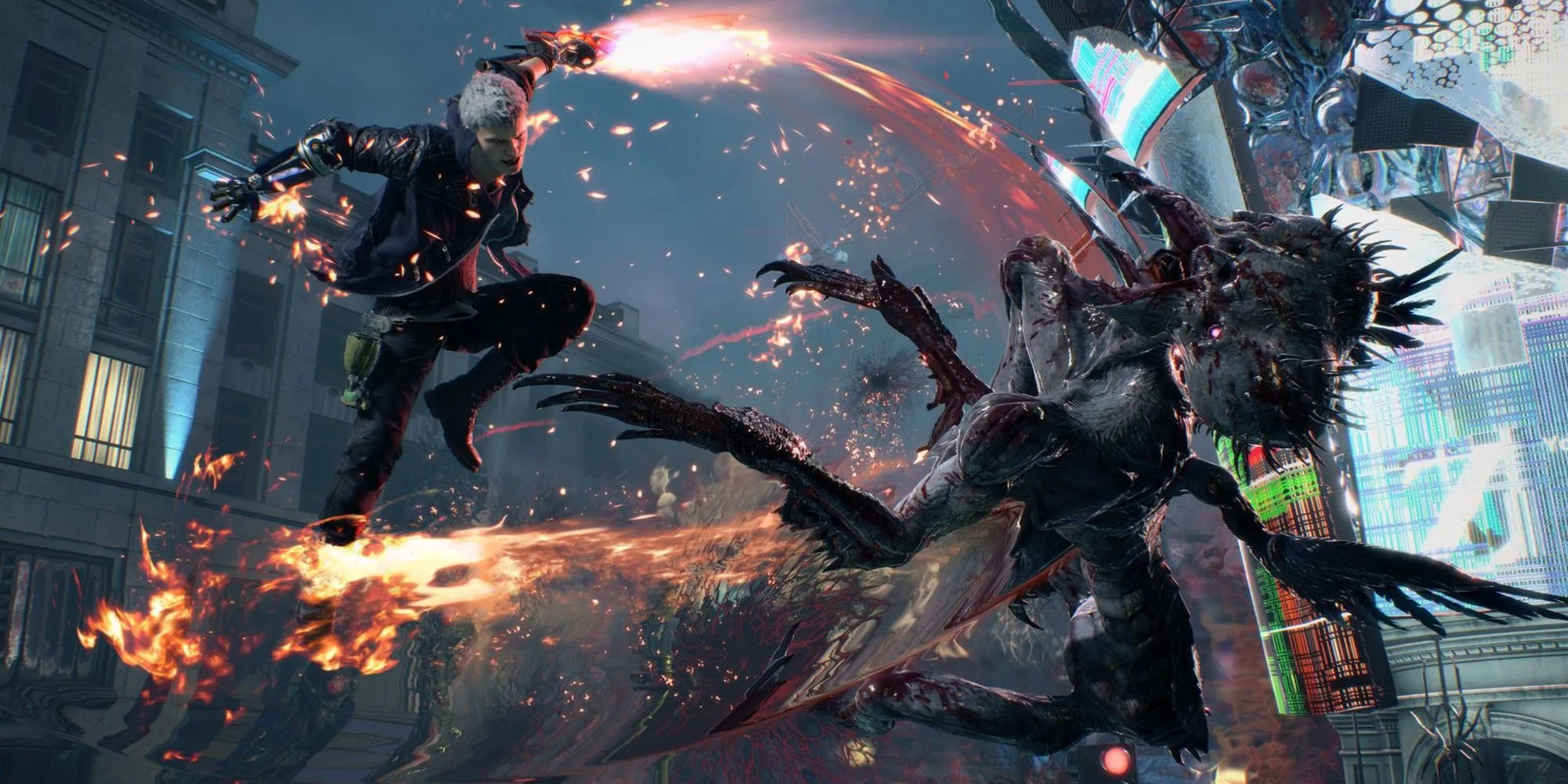 Dante trong Devil May Cry 5 tấn công quỷ dữ