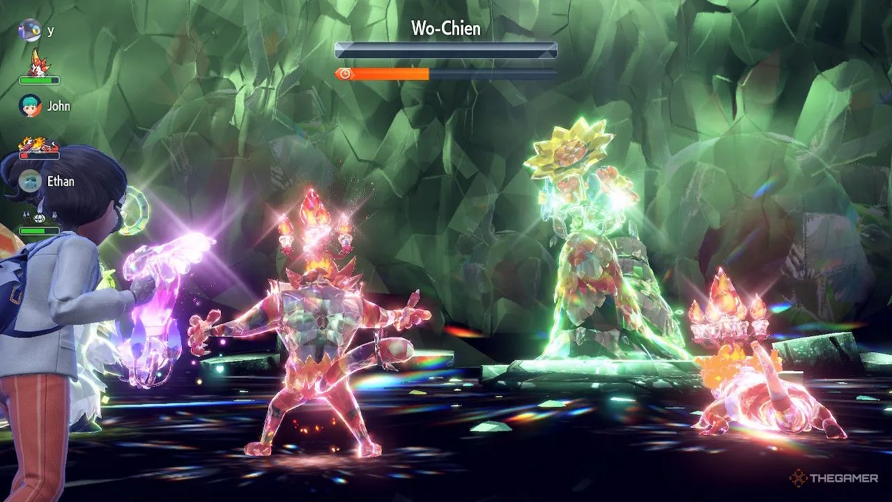 Đội hình Pokemon Incineroar cùng đồng đội đánh bại Wo-Chien Shiny trong trận Tera Raid thành công