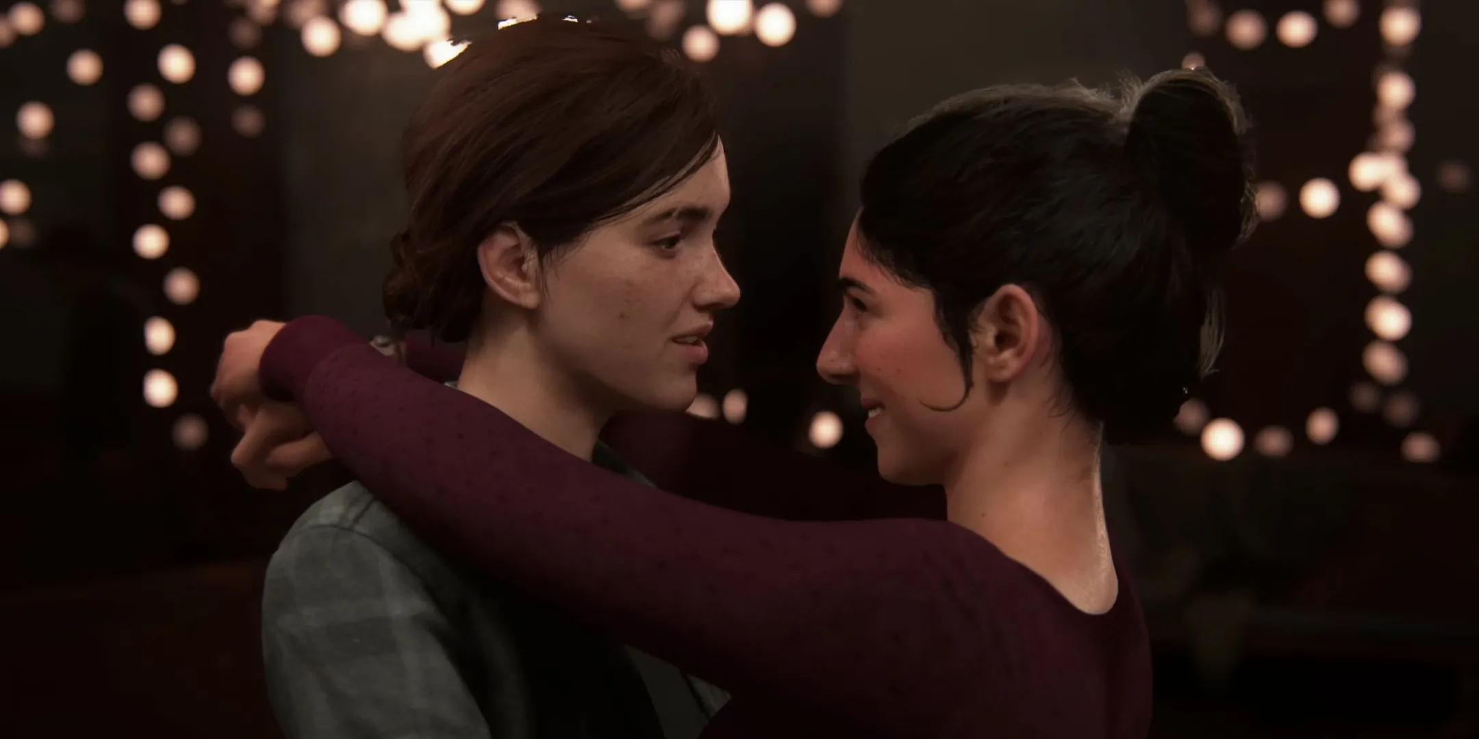 Ellie và Dina trong The Last of Us Part 2, thể hiện sự phức tạp trong mối quan hệ của họ.