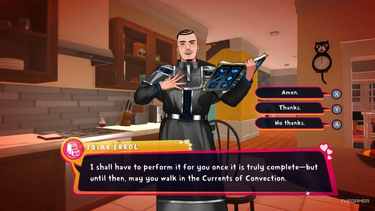 Friar Errol đang &quot;cầu nguyện&quot; cho người chơi trong Date Everything!