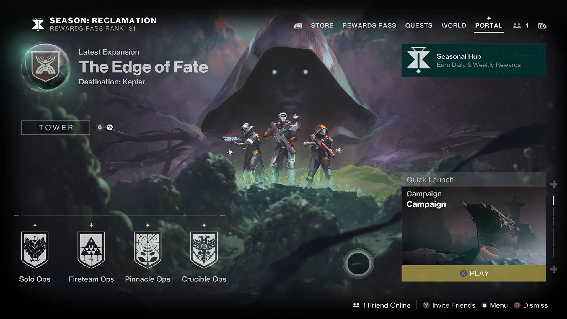 Giao diện cổng Portal của Edge of Fate trong Destiny 2, biểu trưng cho các hoạt động playlist mới