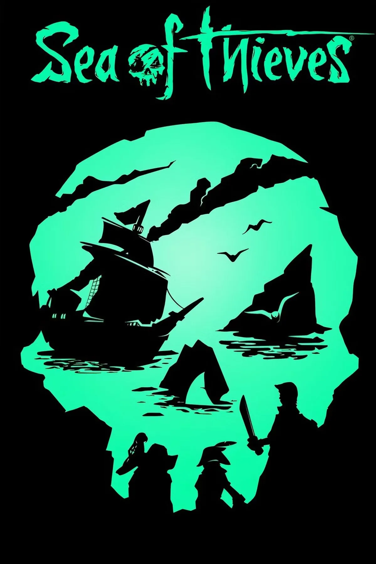 Hình ảnh bìa game Sea of Thieves với một con tàu cướp biển oai hùng giữa biển khơi bao la