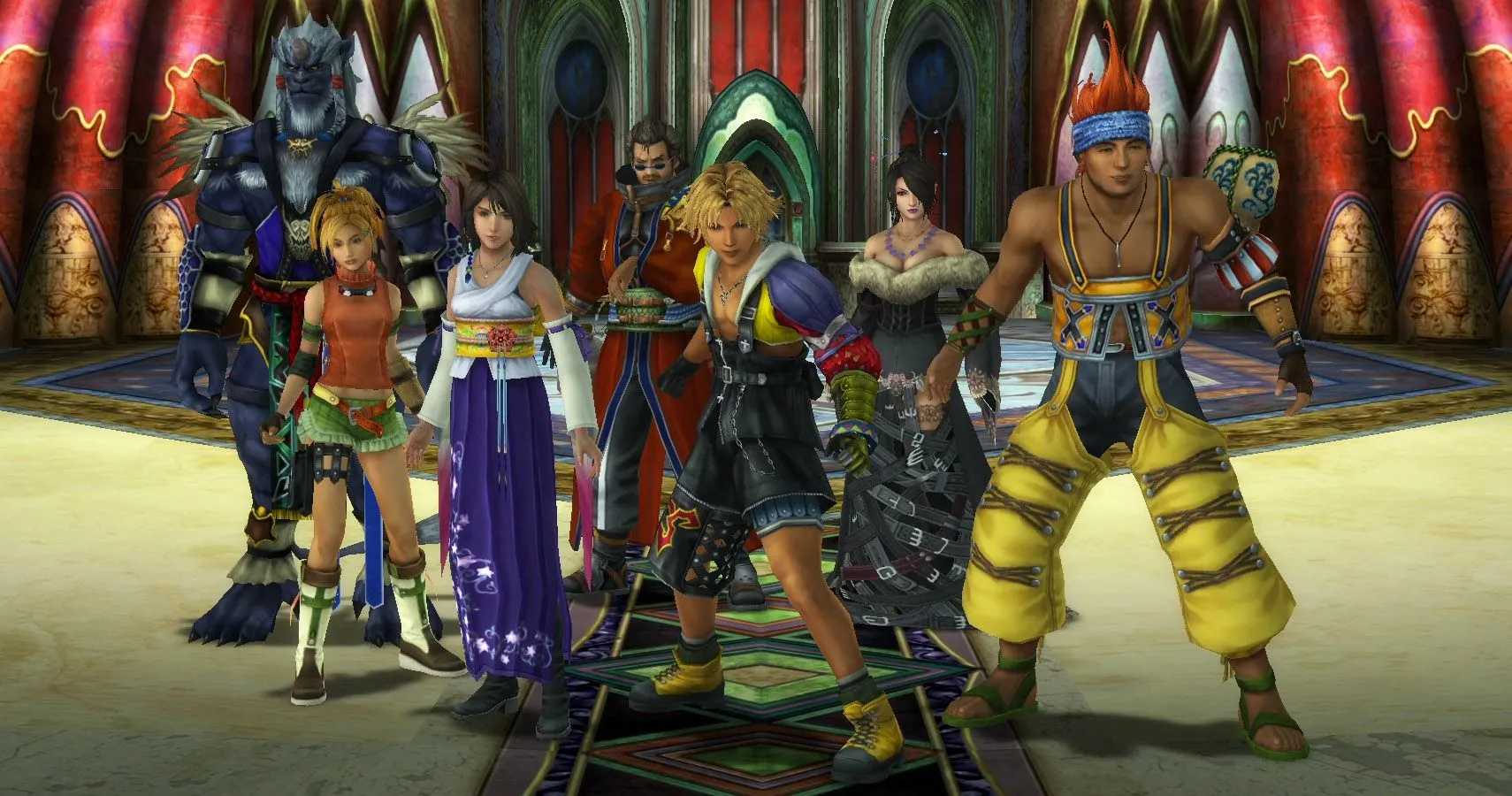 Kimahri Ronso, nhân vật tộc sư tử trong Final Fantasy X, đang cầm thương chiến đấu.