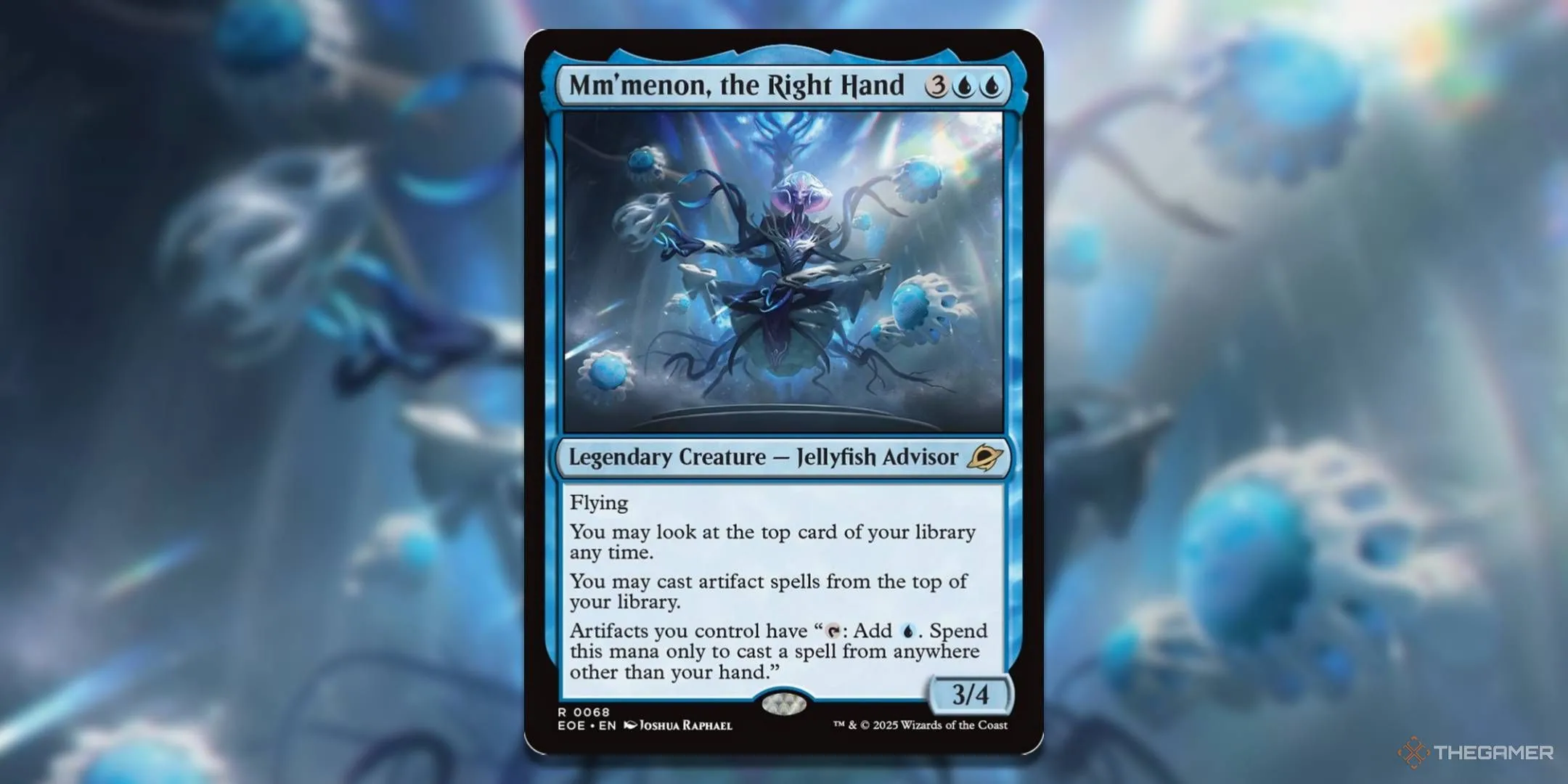 Lá bài Mm'menon The Right Hand, một Commander mono-blue chuyển đổi artifact thành nguồn mana