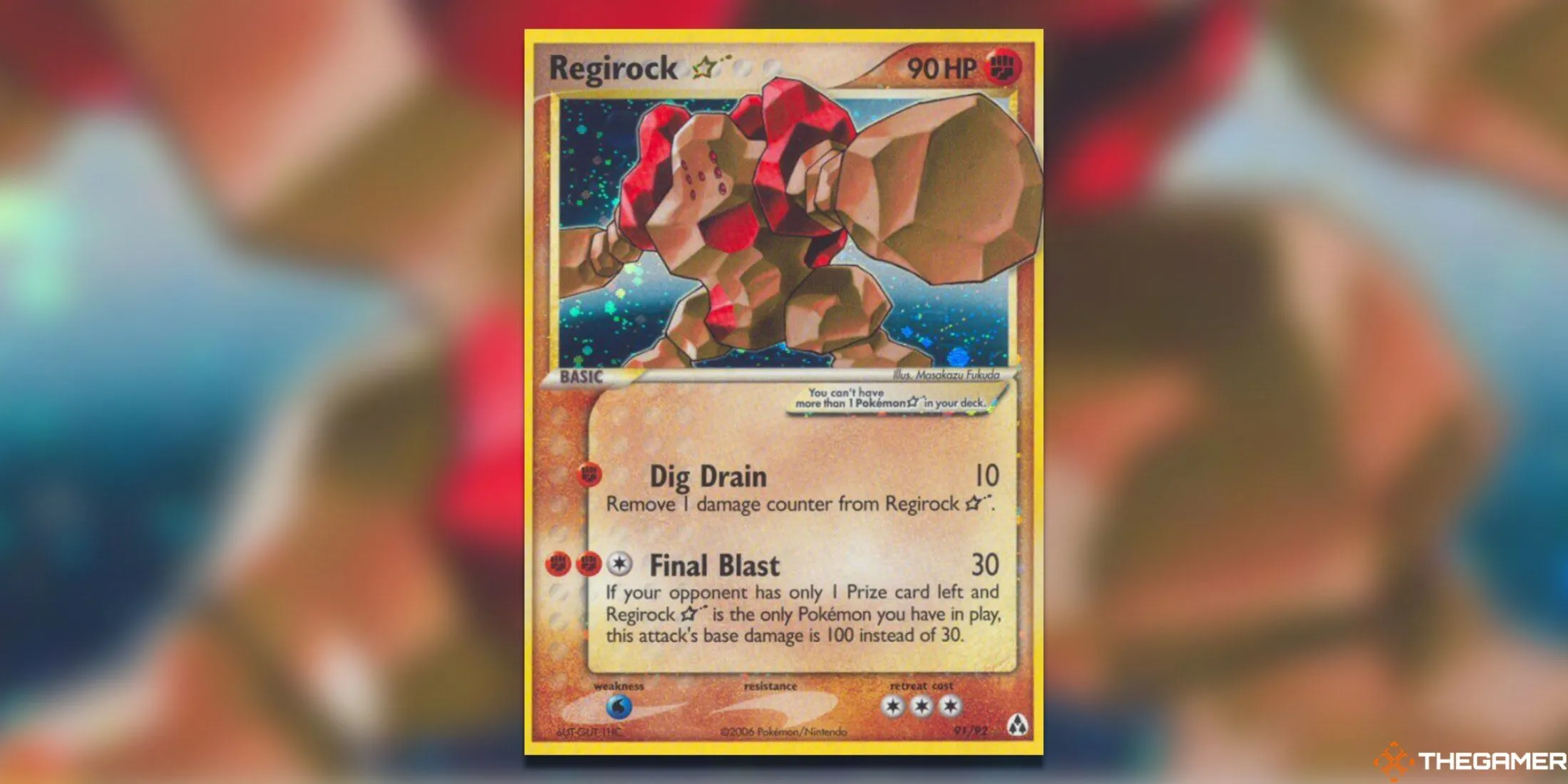 Lá bài Regirock Star Ultra Rare từ bộ Legend Maker của Pokemon TCG, thể hiện tư thế oai vệ của Regirock.