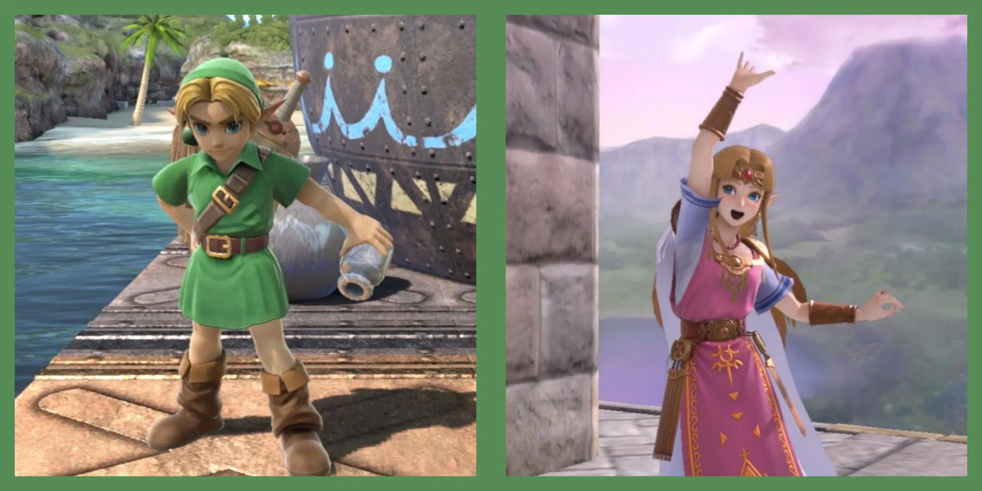 Link và Công chúa Zelda trong tựa game Super Smash Bros.