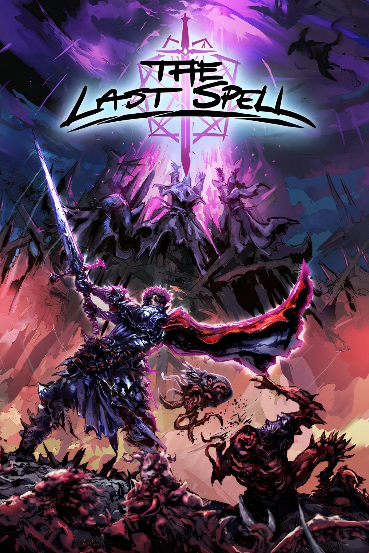 Màn hình giao diện The Last Spell với các anh hùng đang chiến đấu chống lại đàn quái vật trong thị trấn