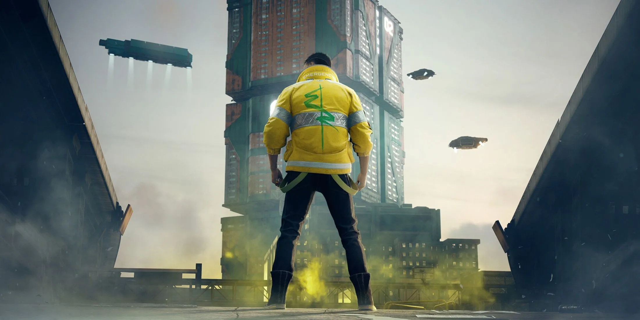 Một con phố nhộn nhịp với ánh đèn neon chói lóa ở Night City, Cyberpunk 2077, lột tả không khí thành phố tương lai.
