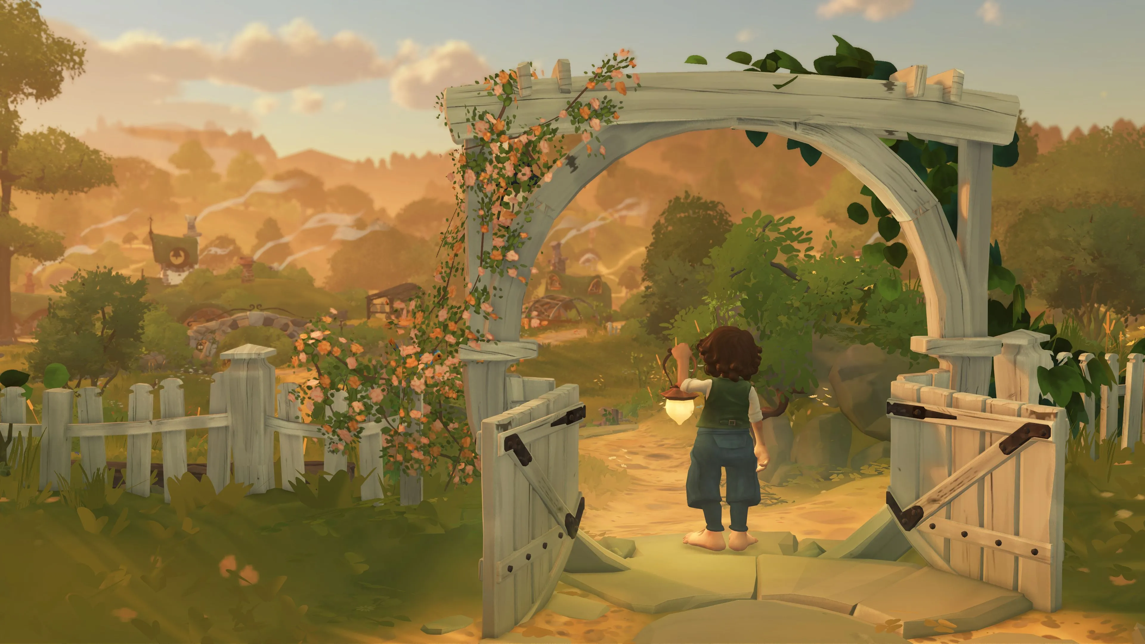 Một Hobbit đang chăm sóc khu vườn xanh tốt trong Tales of the Shire