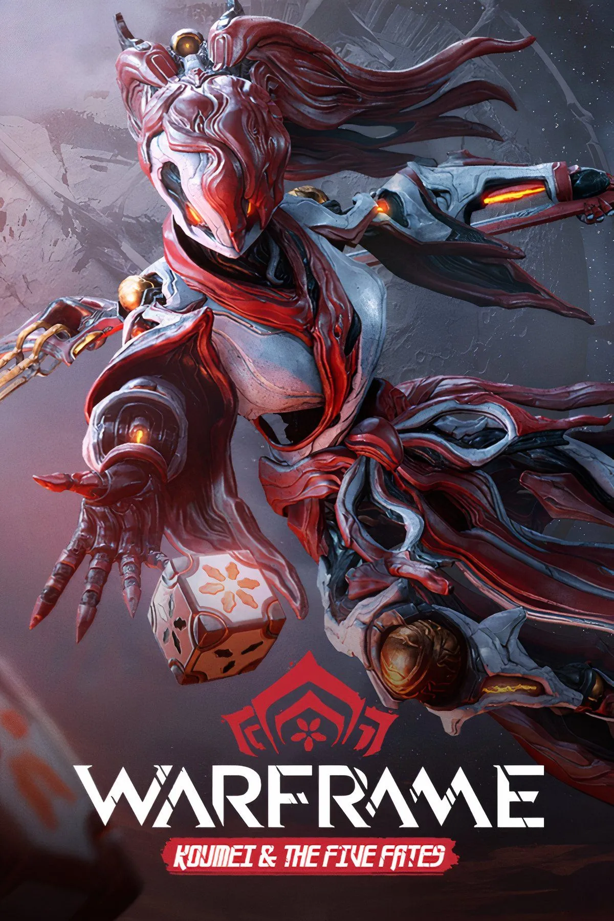 Một Tenno trong bộ Warframe Valerius màu xanh lá đang chuẩn bị khai hỏa vũ khí trong thế giới sci-fi của Warframe