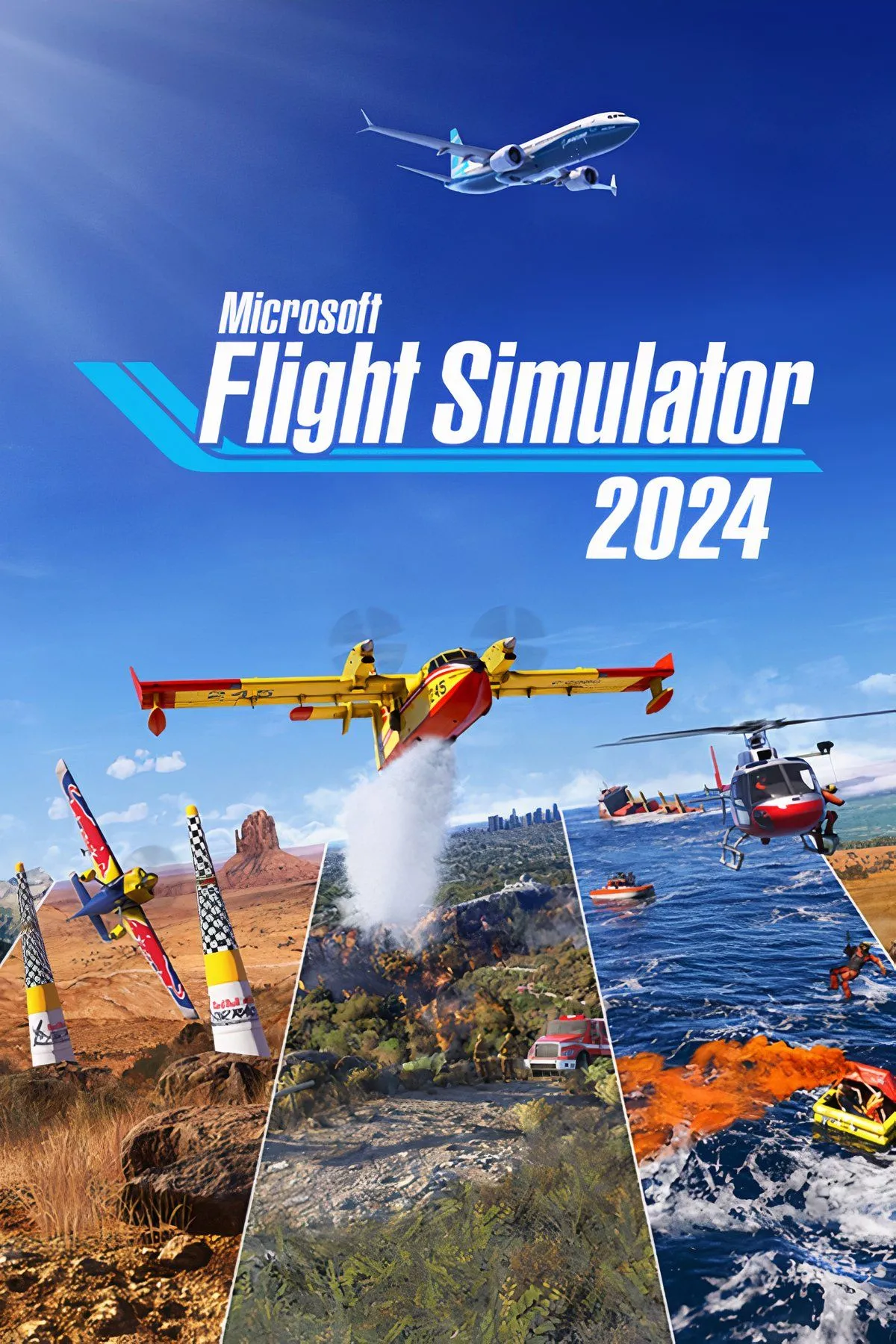 Một tòa nhà chọc trời cao vút trong thành phố New York, nhìn từ góc độ mặt đất trong Microsoft Flight Simulator.