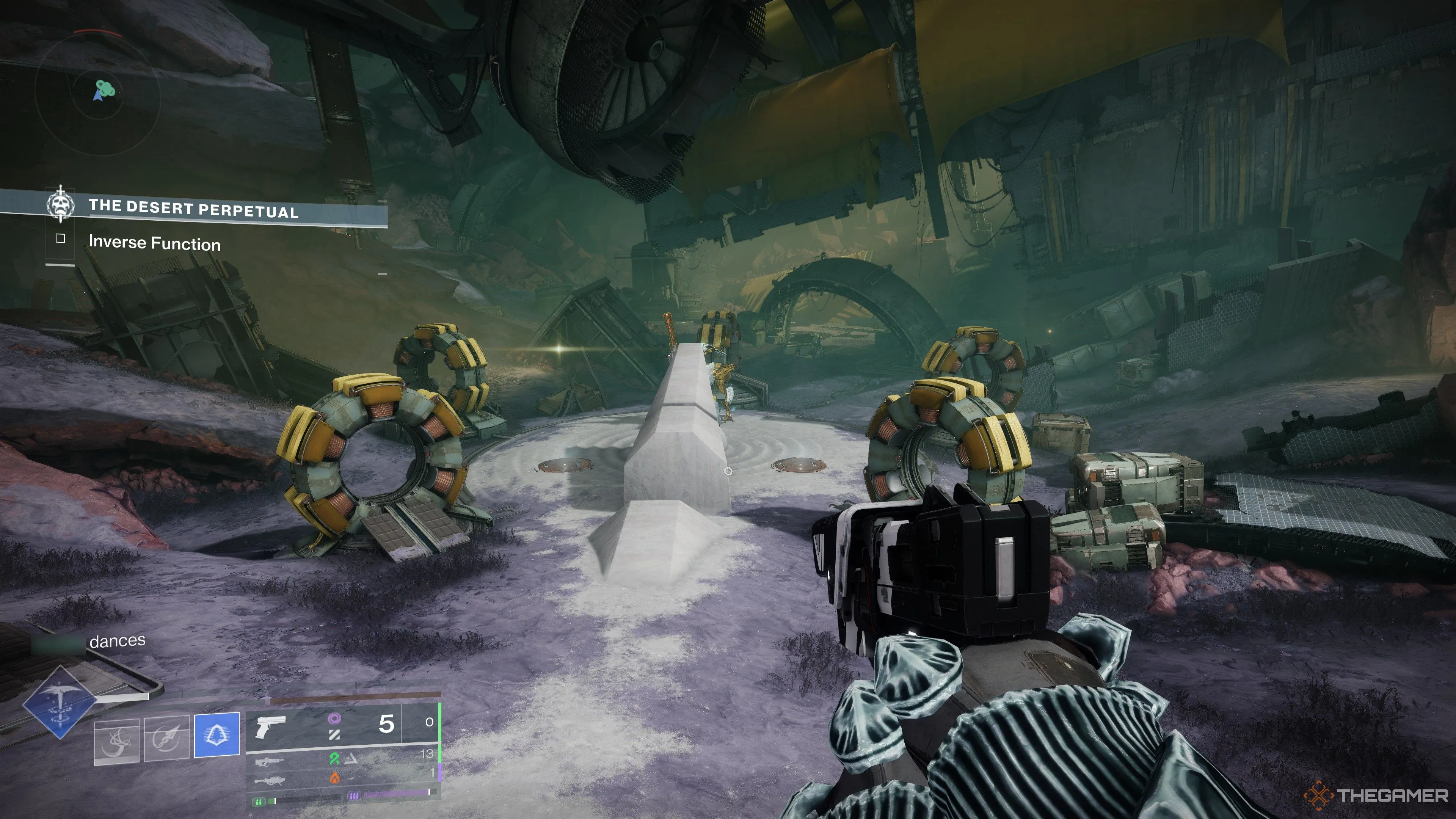 Năm vòng tròn cơ chế chính trong trận đấu boss Agraios Destiny 2