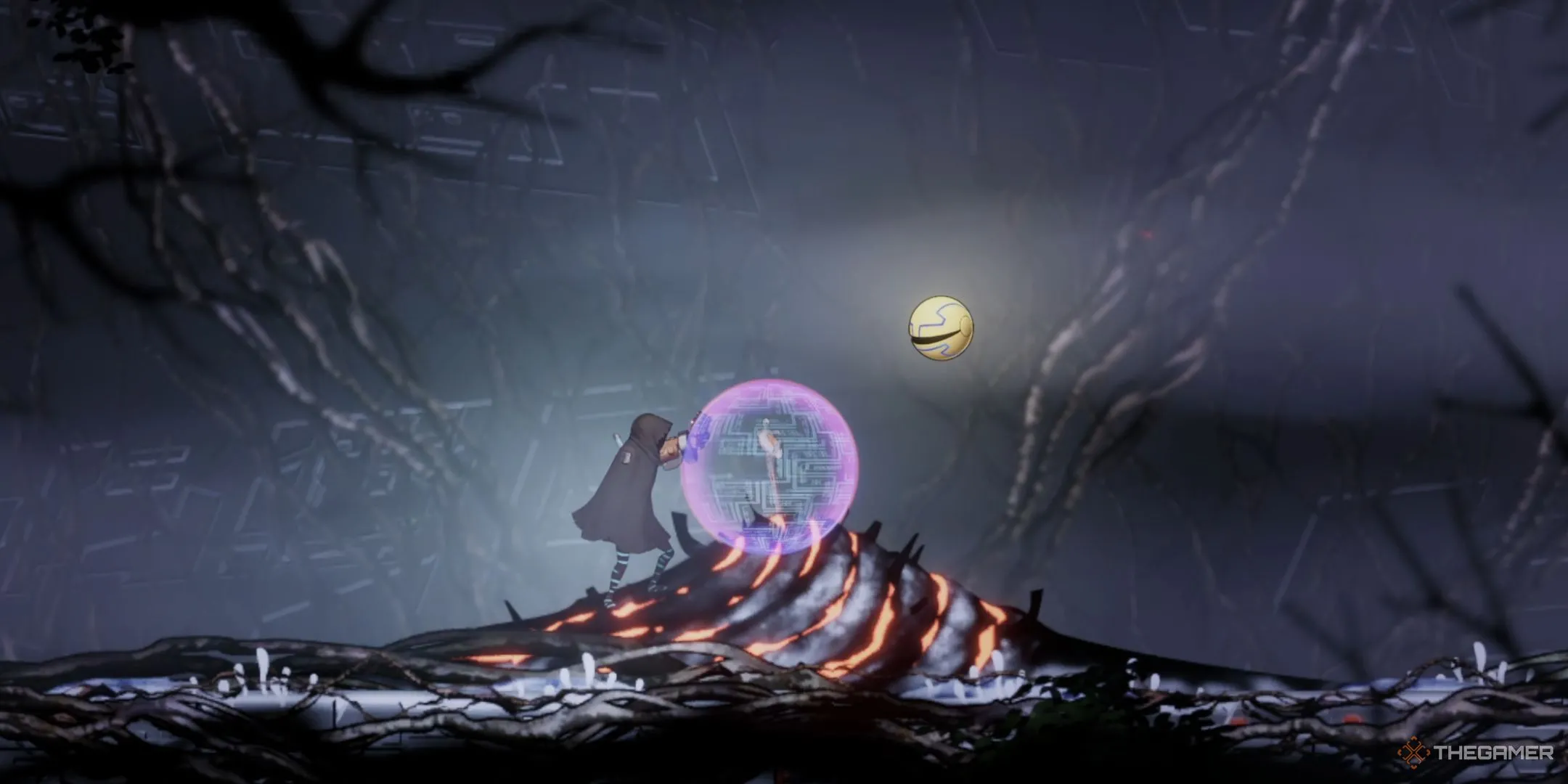 Nhân vật chính Shadow Labyrinth rút kiếm chuẩn bị chiến đấu