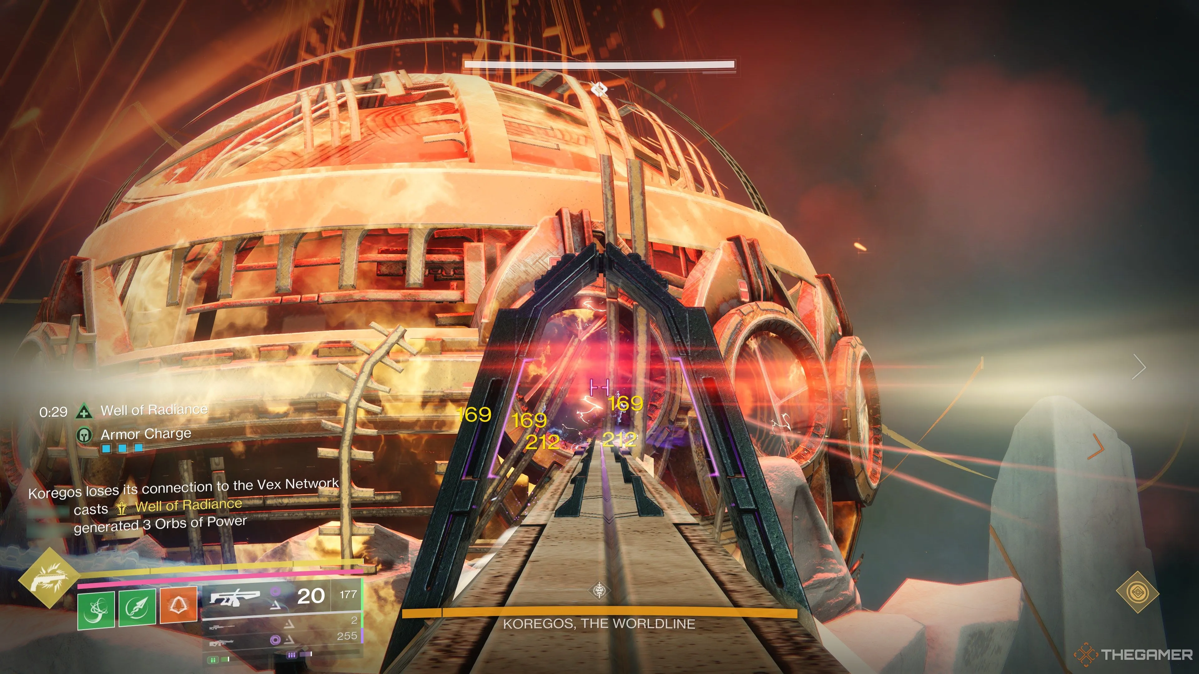 Pha gây sát thương cuối cùng lên lõi boss Koregos The Worldline trong Destiny 2