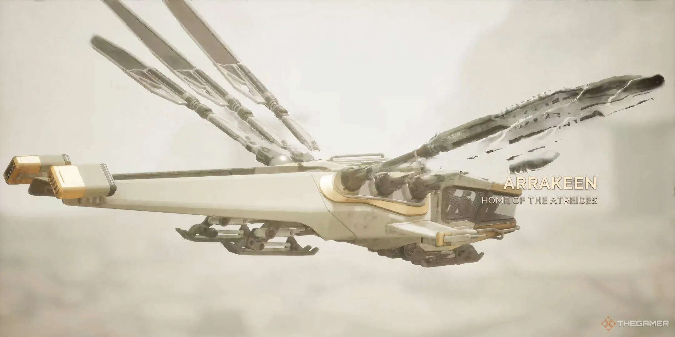 Phi thuyền Ornithopter bay vào Arrakeen trong game Dune Awakening