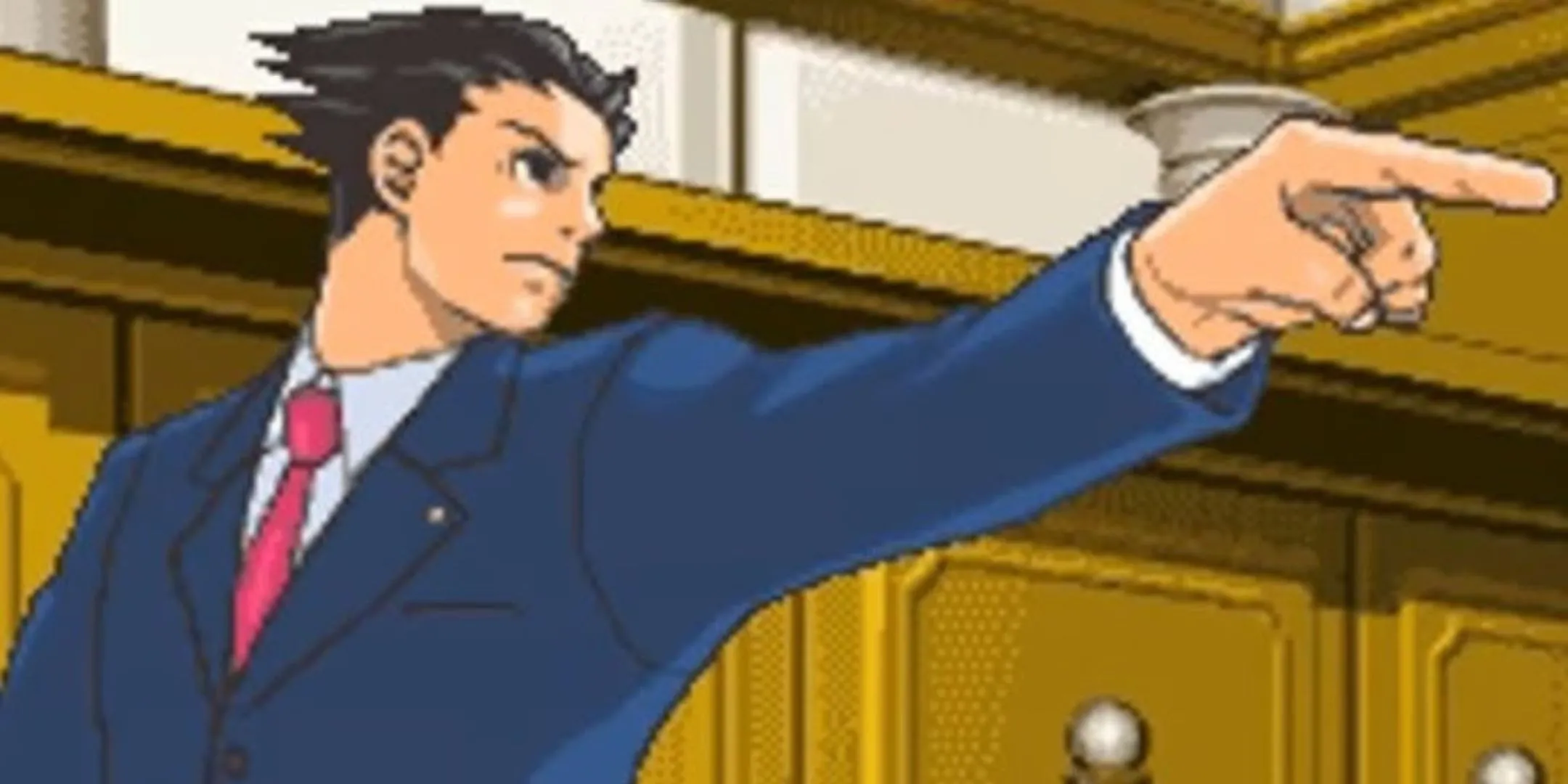 Phoenix Wright giơ tay chỉ trong tựa game Ace Attorney phiên bản DS