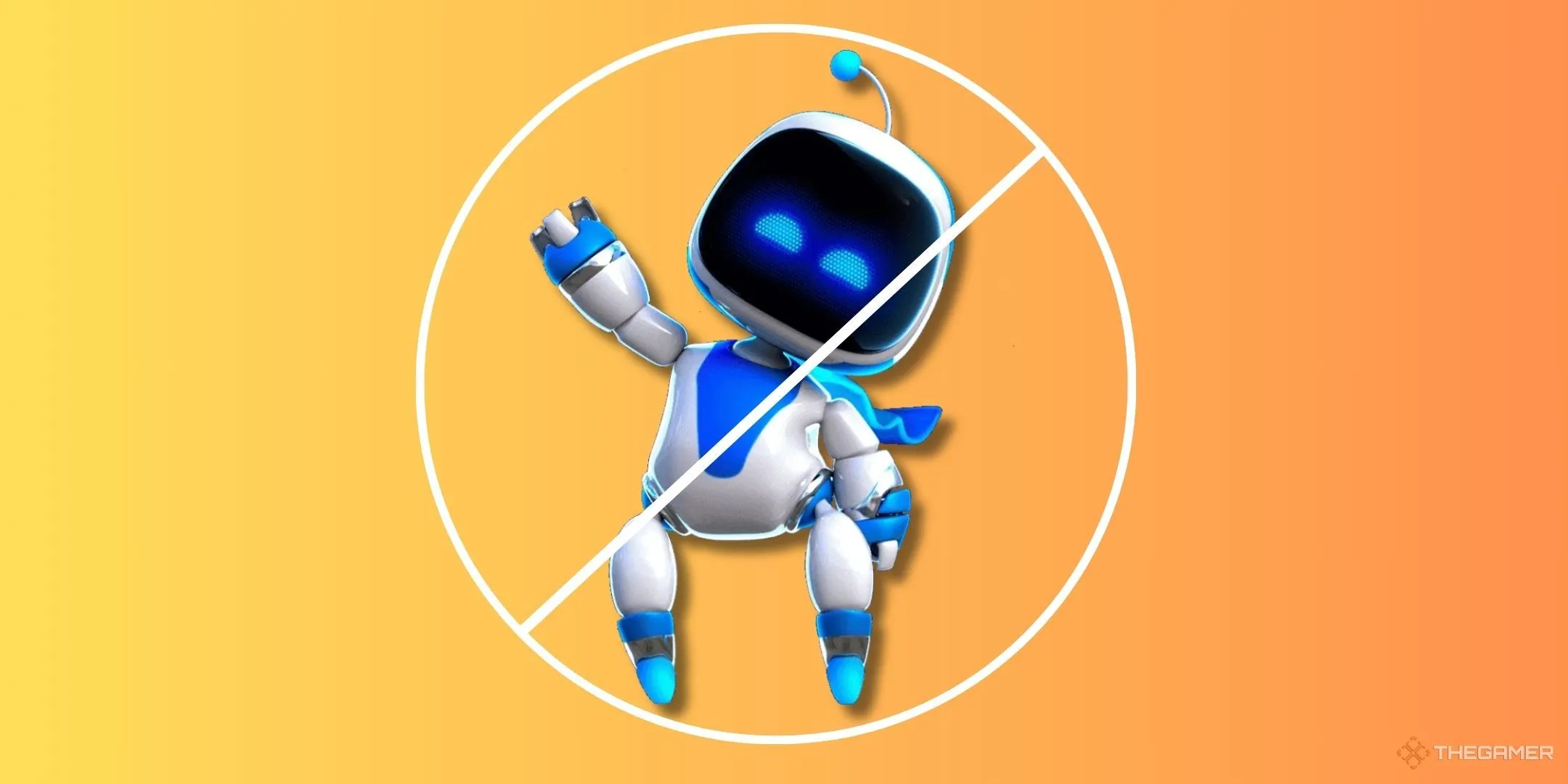 Robot Astro Bot với dấu hiệu dừng, biểu tượng cho những thay đổi không được cộng đồng PlayStation chấp nhận.