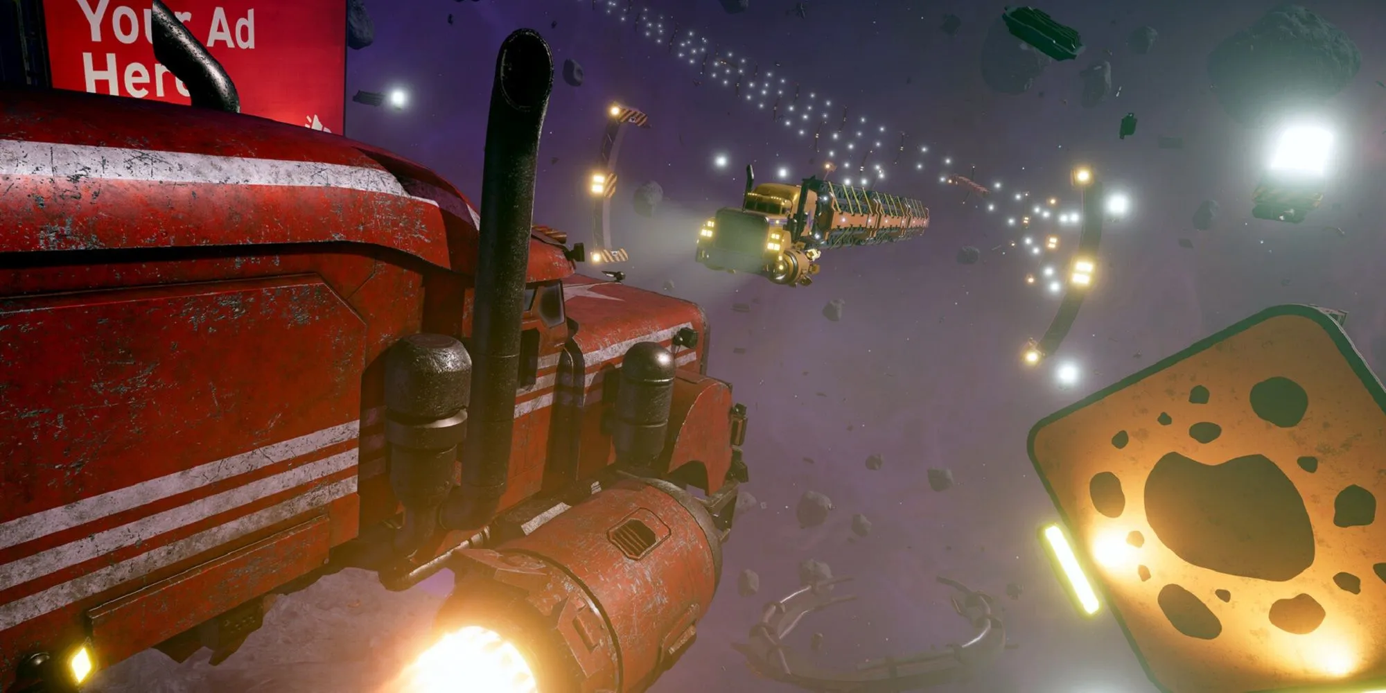 Star Trucker: Hình ảnh phi thuyền chuyên chở hàng hóa lướt đi trên con đường liên thiên hà, mở ra hành trình khám phá không gian bao la.