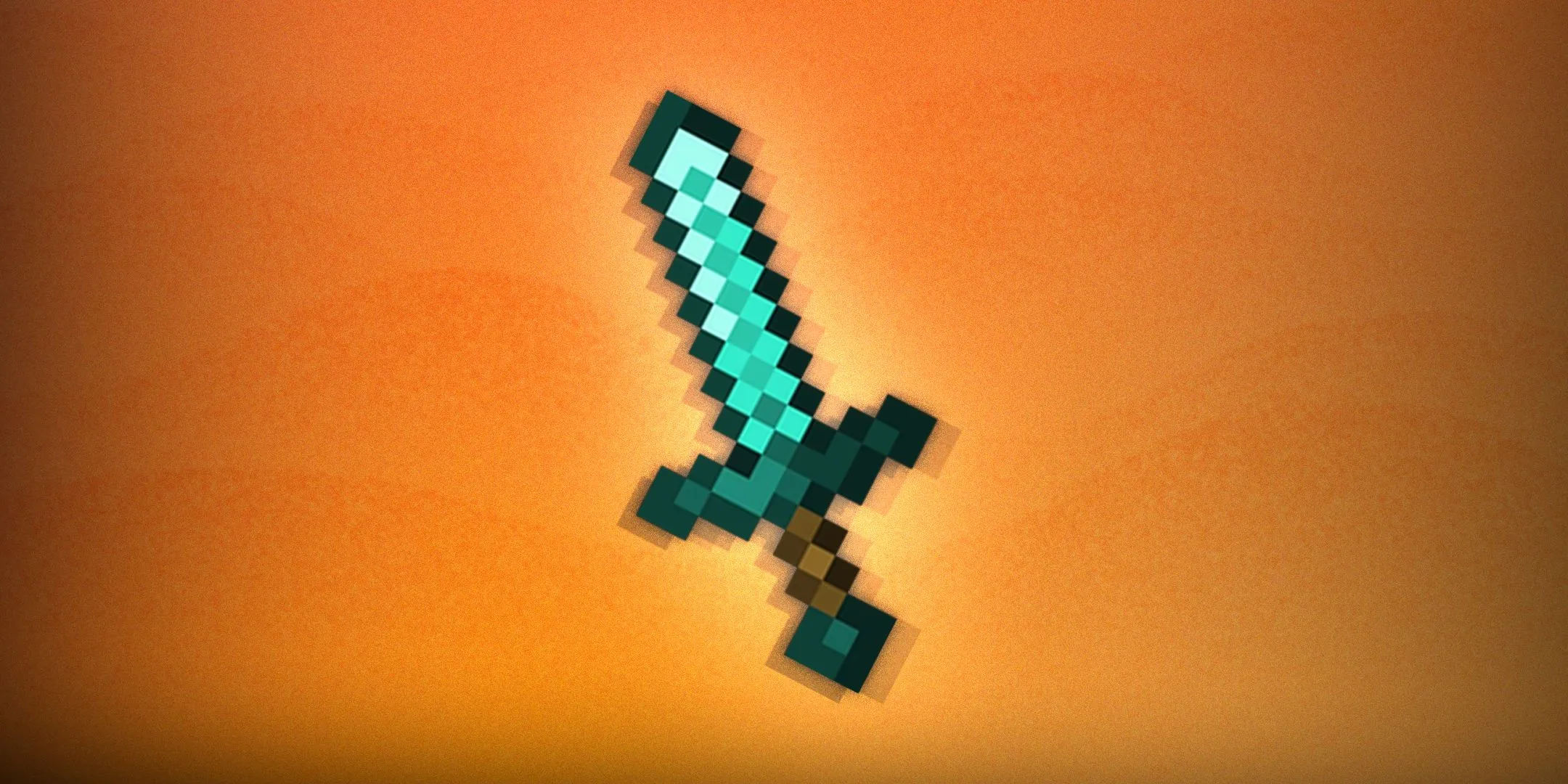 Thanh Kiếm Kim Cương màu xanh đặc trưng trong thế giới khối vuông Minecraft