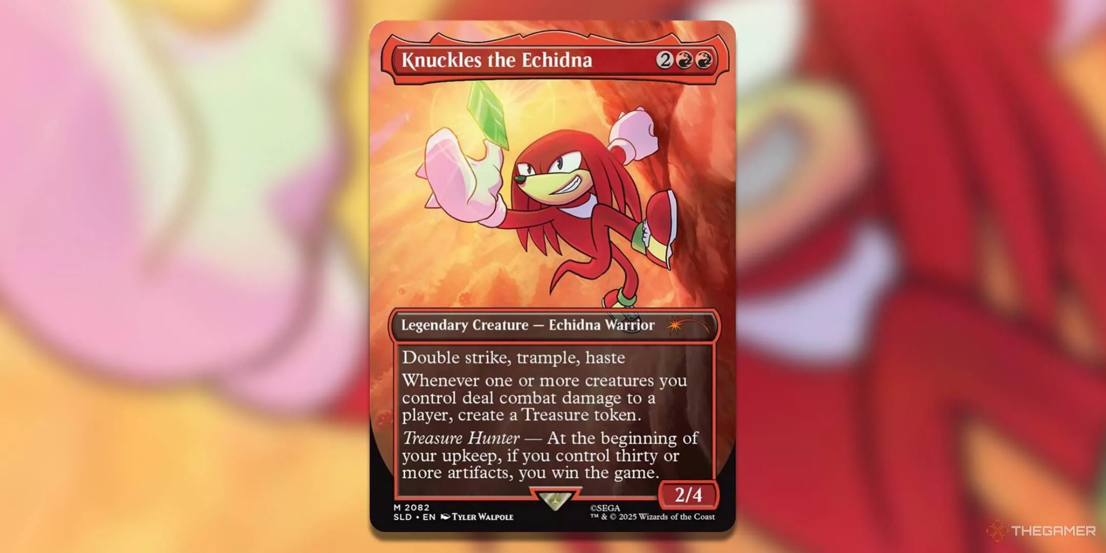 Thẻ bài Knuckles The Echidna từ Secret Lair x Sonic: Friends &amp; Foes, Knuckles leo đá tìm ngọc