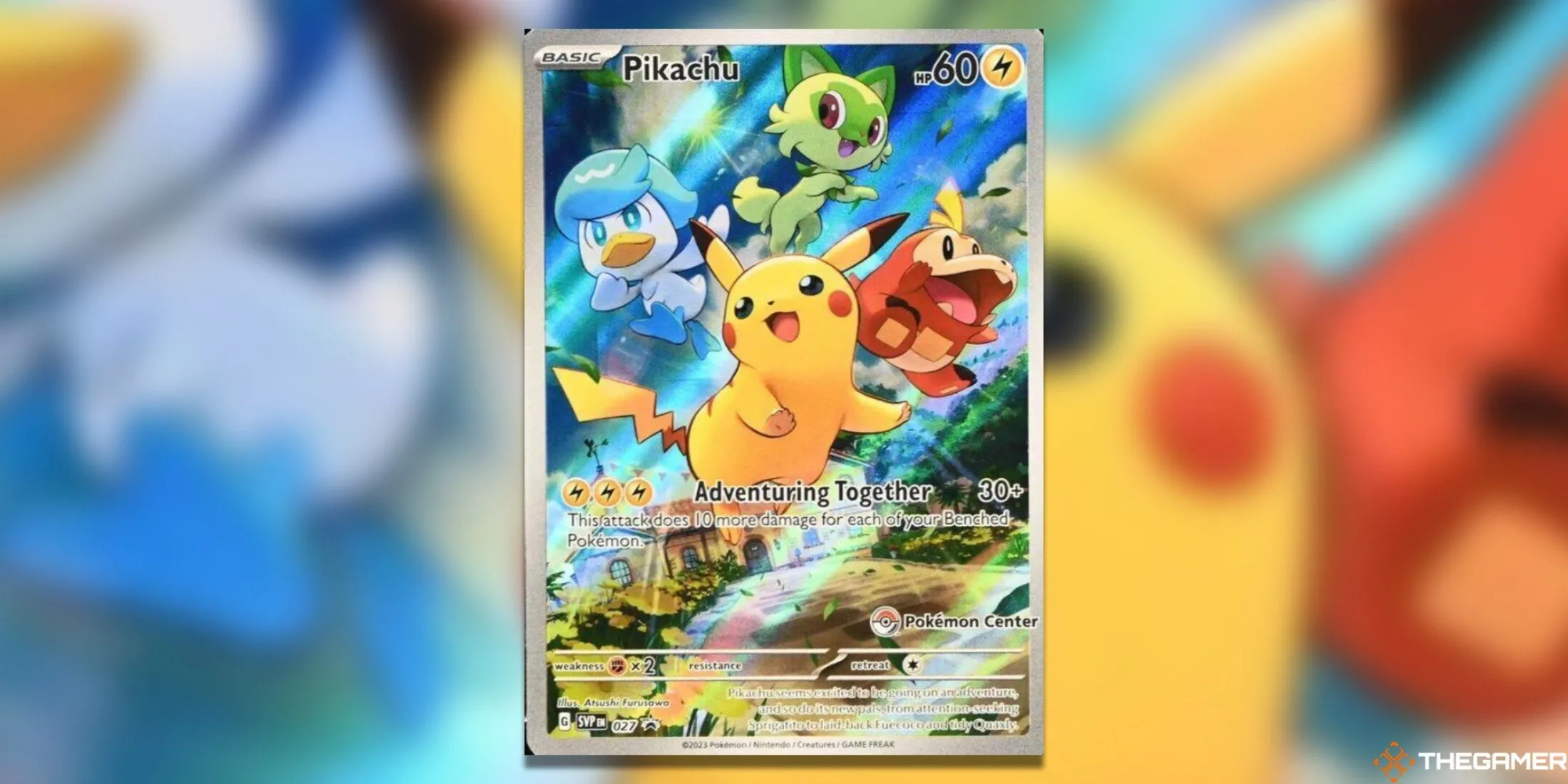 Thẻ bài Pikachu độc quyền Pokemon Center từ Scarlet &amp; Violet với các Pokémon Paldea