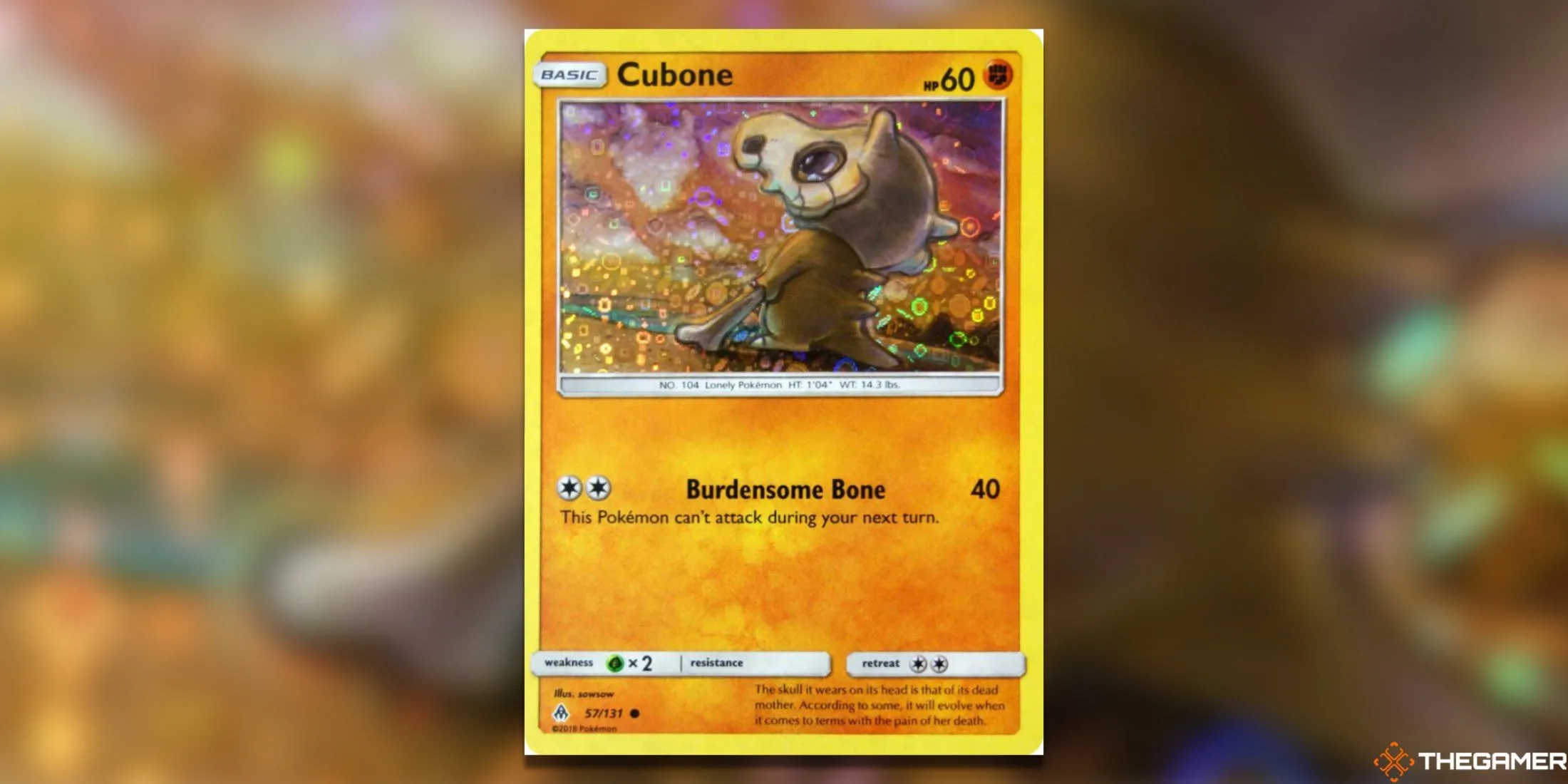 Thẻ bài Pokemon TCG General Mills Cubone 57/131 với dáng vẻ trầm tư