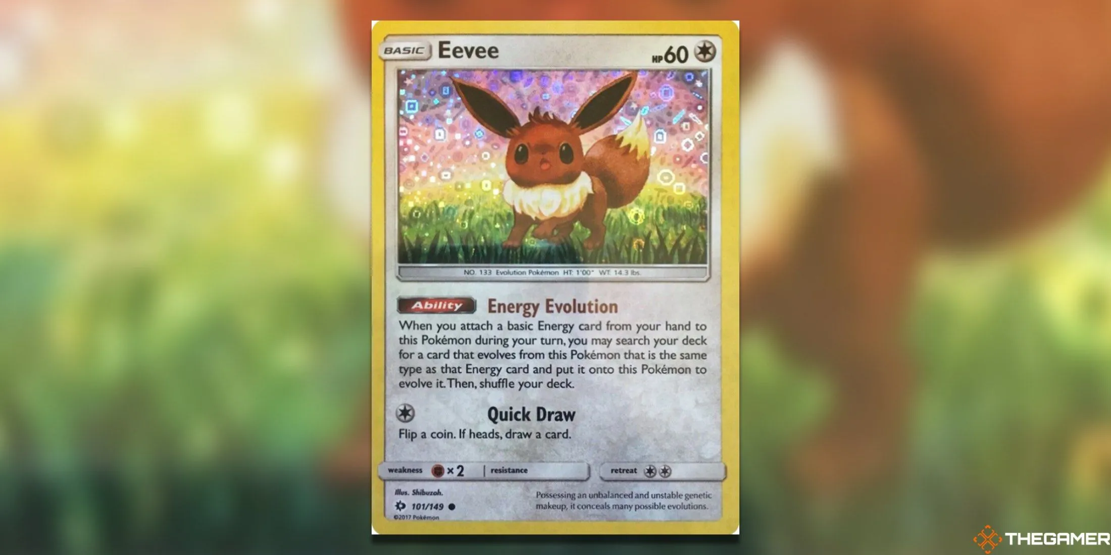 Thẻ bài Pokemon TCG General Mills Eevee 101/149 với hiệu ứng holo độc đáo
