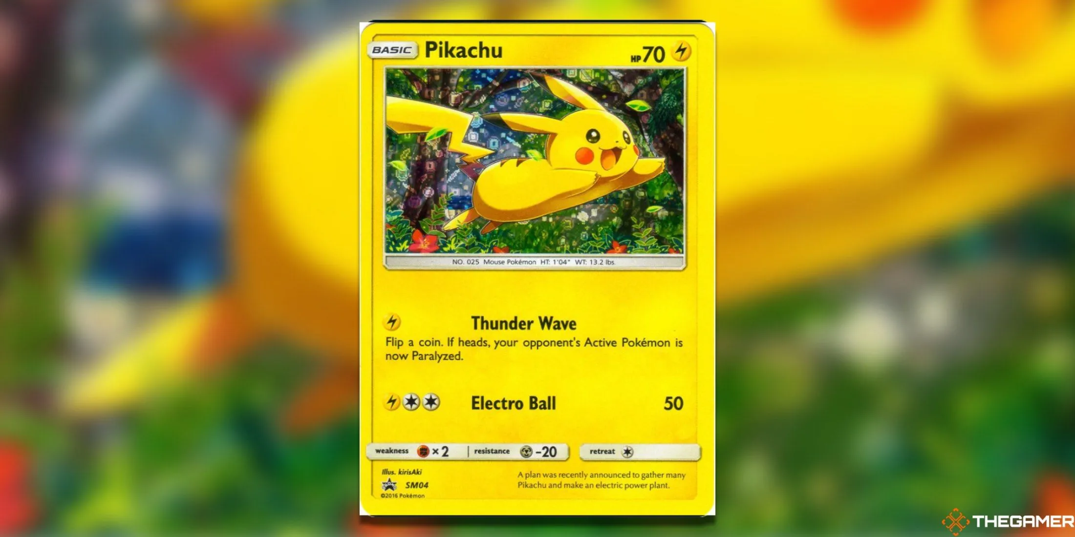 Thẻ bài Pokemon TCG General Mills Pikachu SM04 với hình ảnh năng động và hạnh phúc