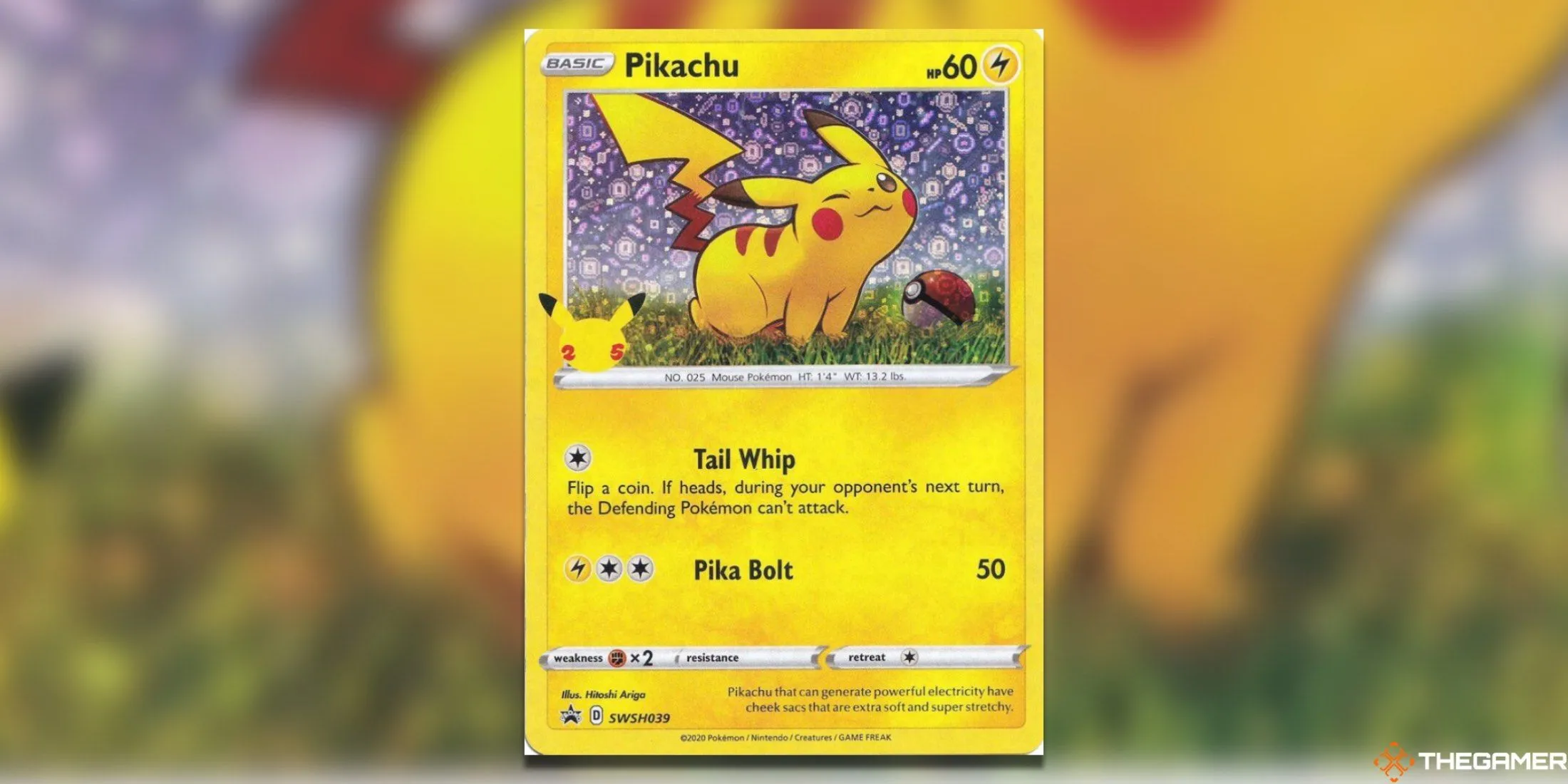 Thẻ bài Pokemon TCG General Mills Pikachu SW-SH039 trong tư thế vui vẻ