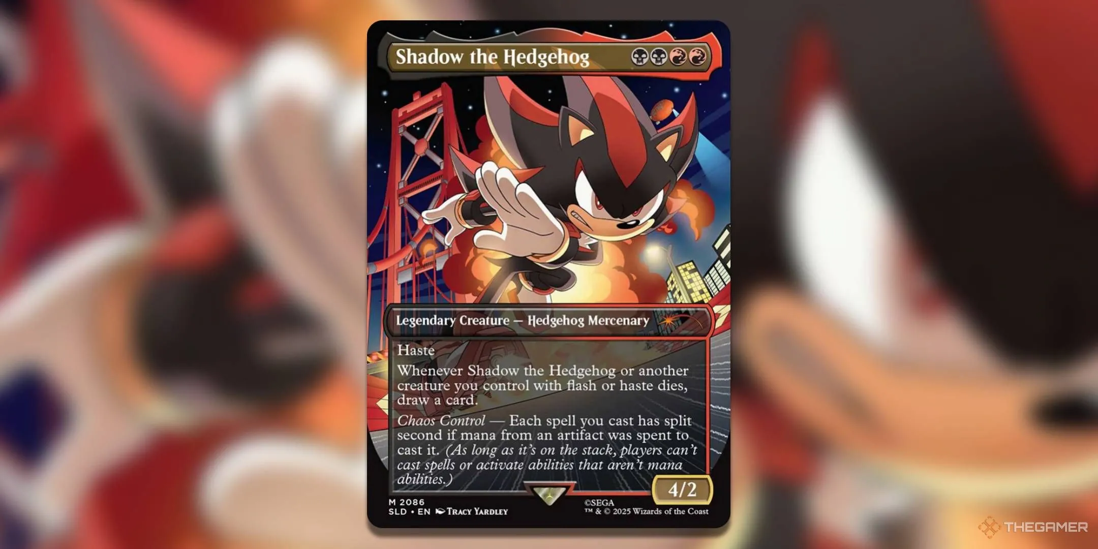 Thẻ bài Shadow The Hedgehog từ Secret Lair x Sonic: Friends &amp; Foes, Shadow tốc độ trong thành phố đêm